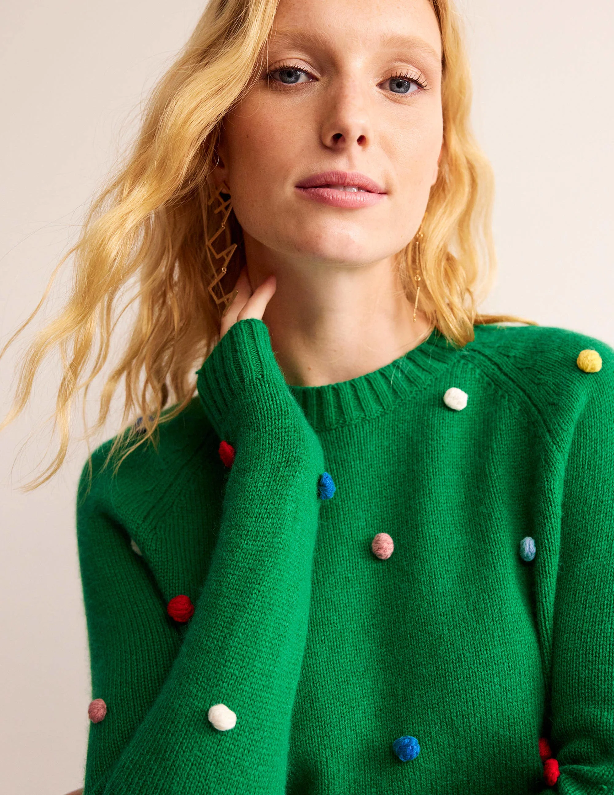 Weihnachtlicher Pompom-Pullover-Veridiangrün - Image 4