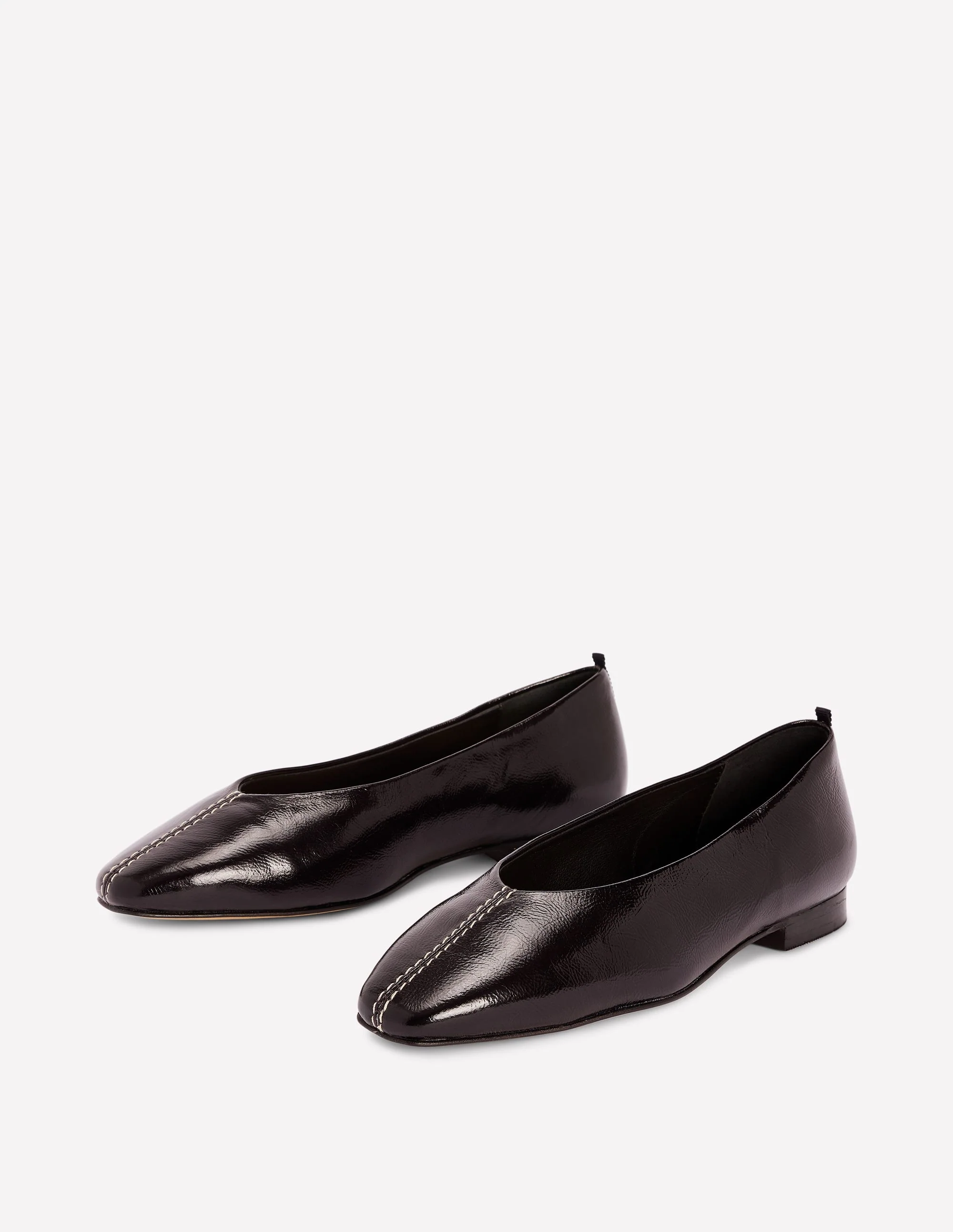 Weit ausgeschnittene, flache Schuhe mit Ziernaht-Dunkles Weinrot - Image 3