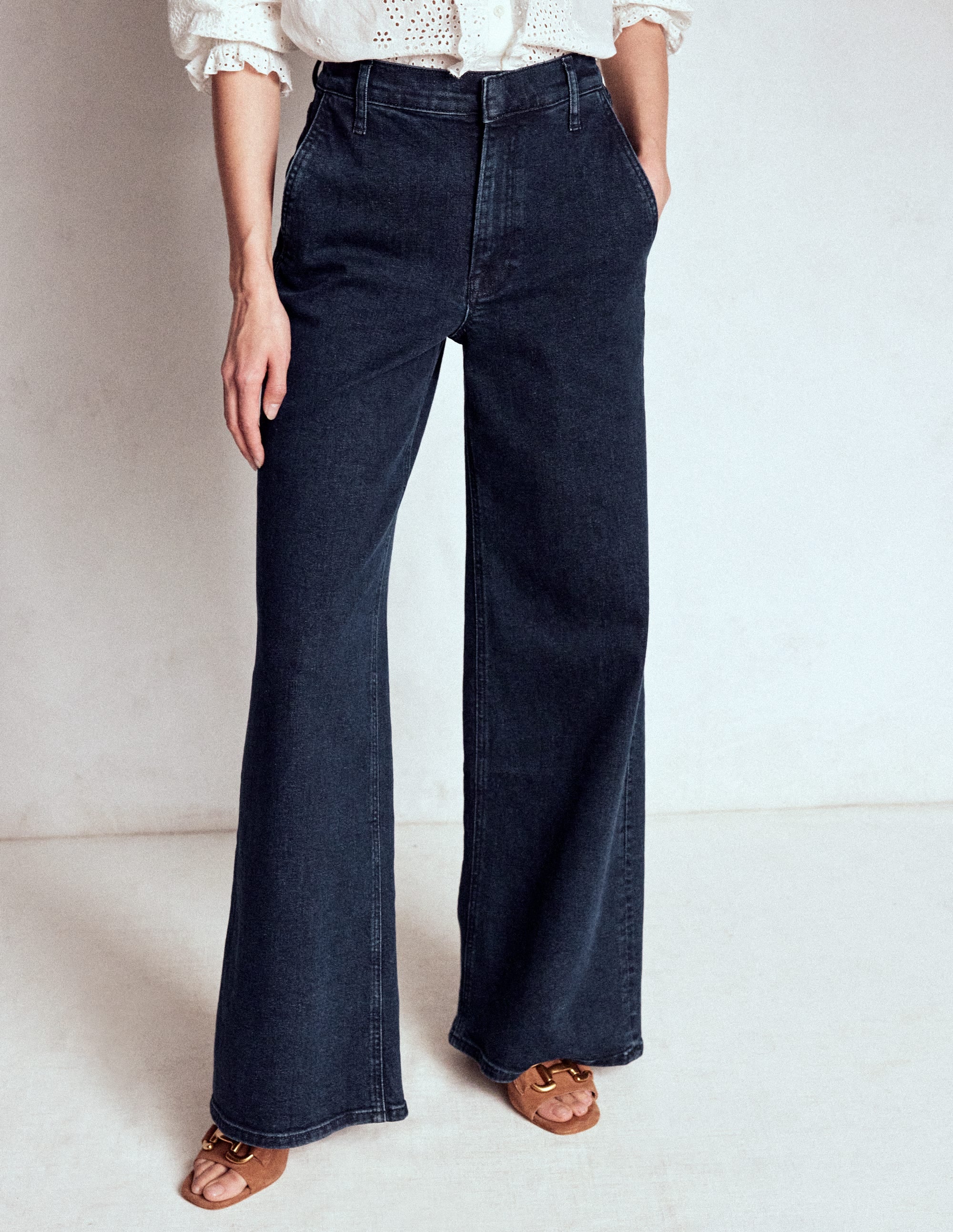 Weit geschnittene Jeans mit hohem Bund-Dunkles Vintageblau - Image 4