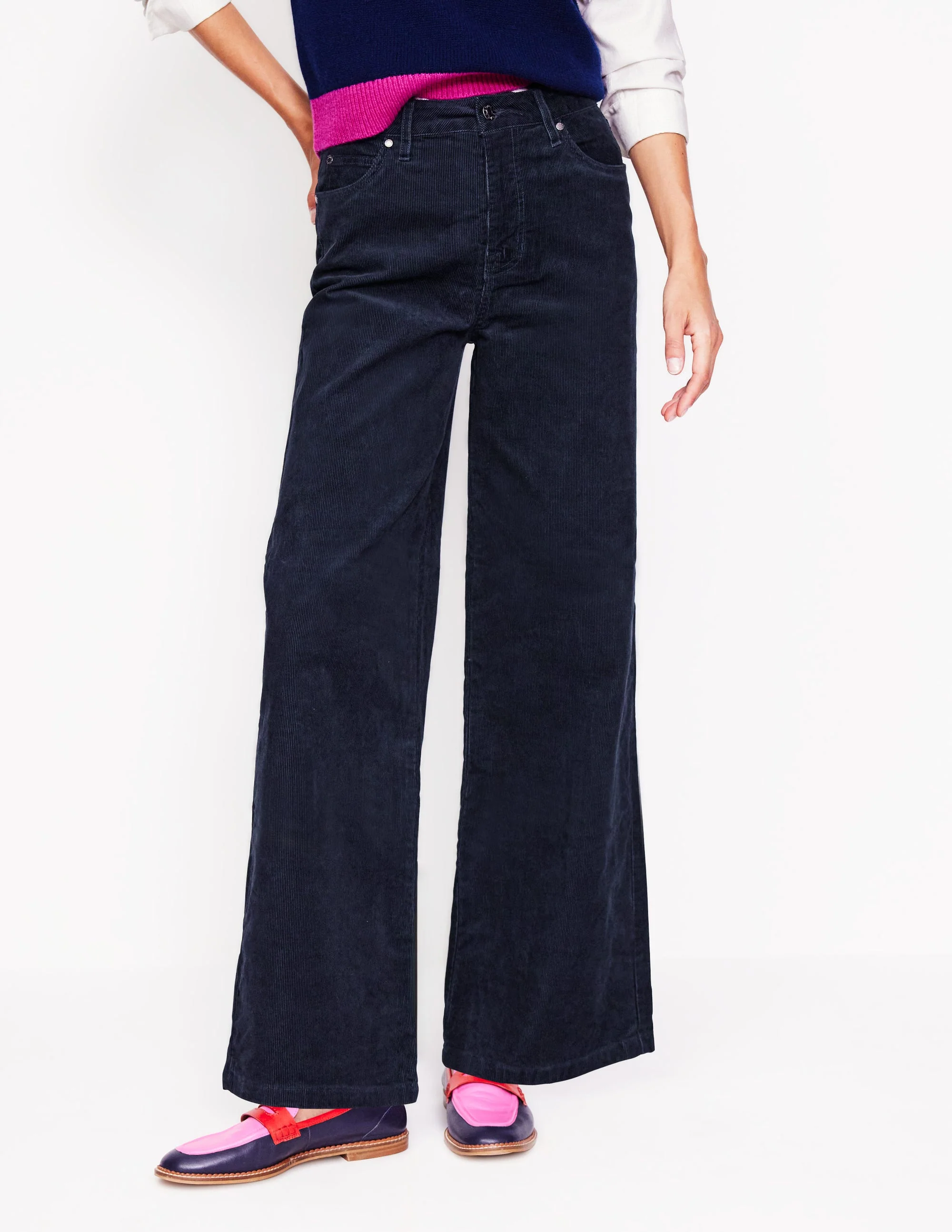 Weite Cord-Jeans im Five-Pocket-Design-Aqua Marine Marl - Image 4