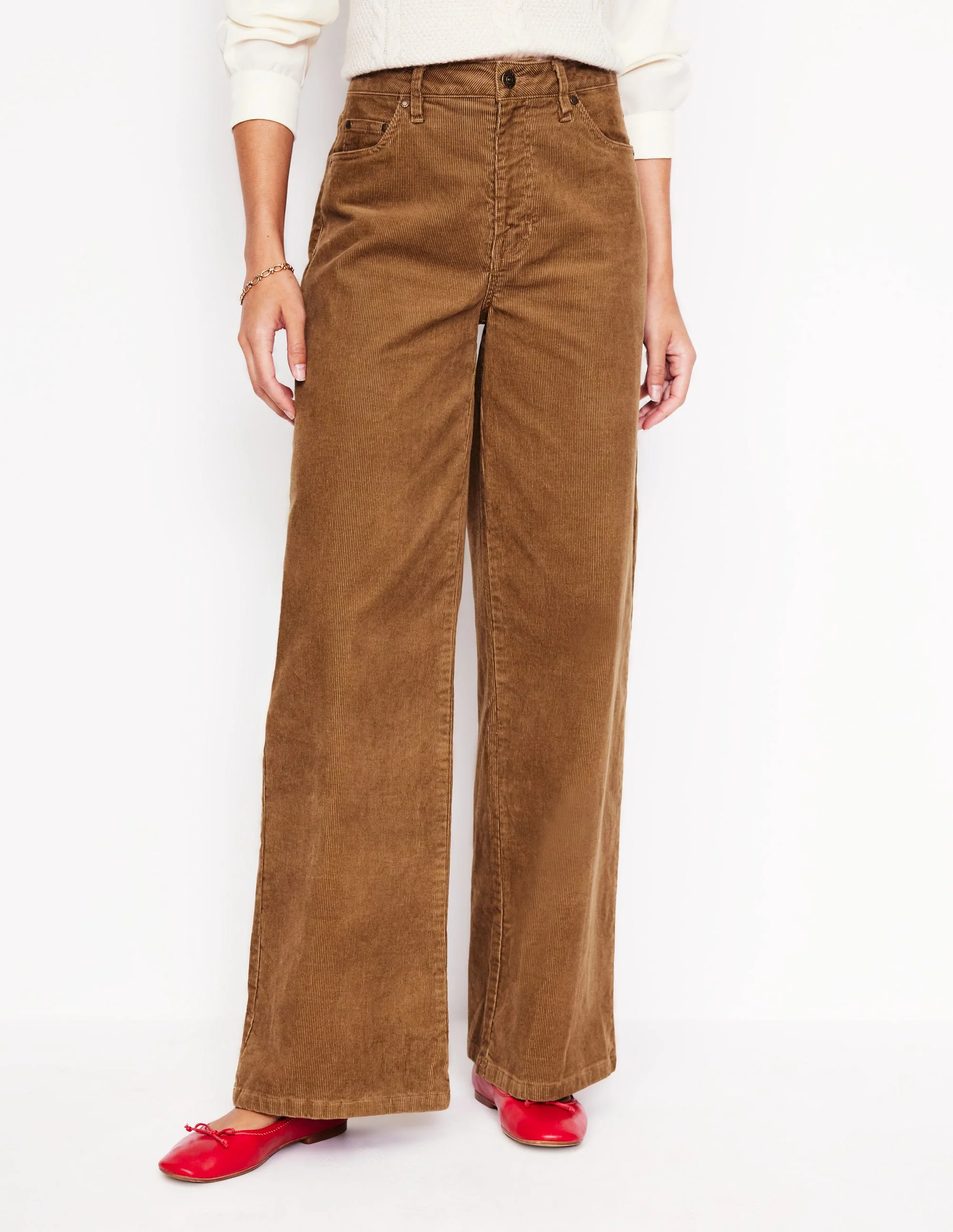 Weite Cord-Jeans im Five-Pocket-Design-Kamelbraun - Image 4