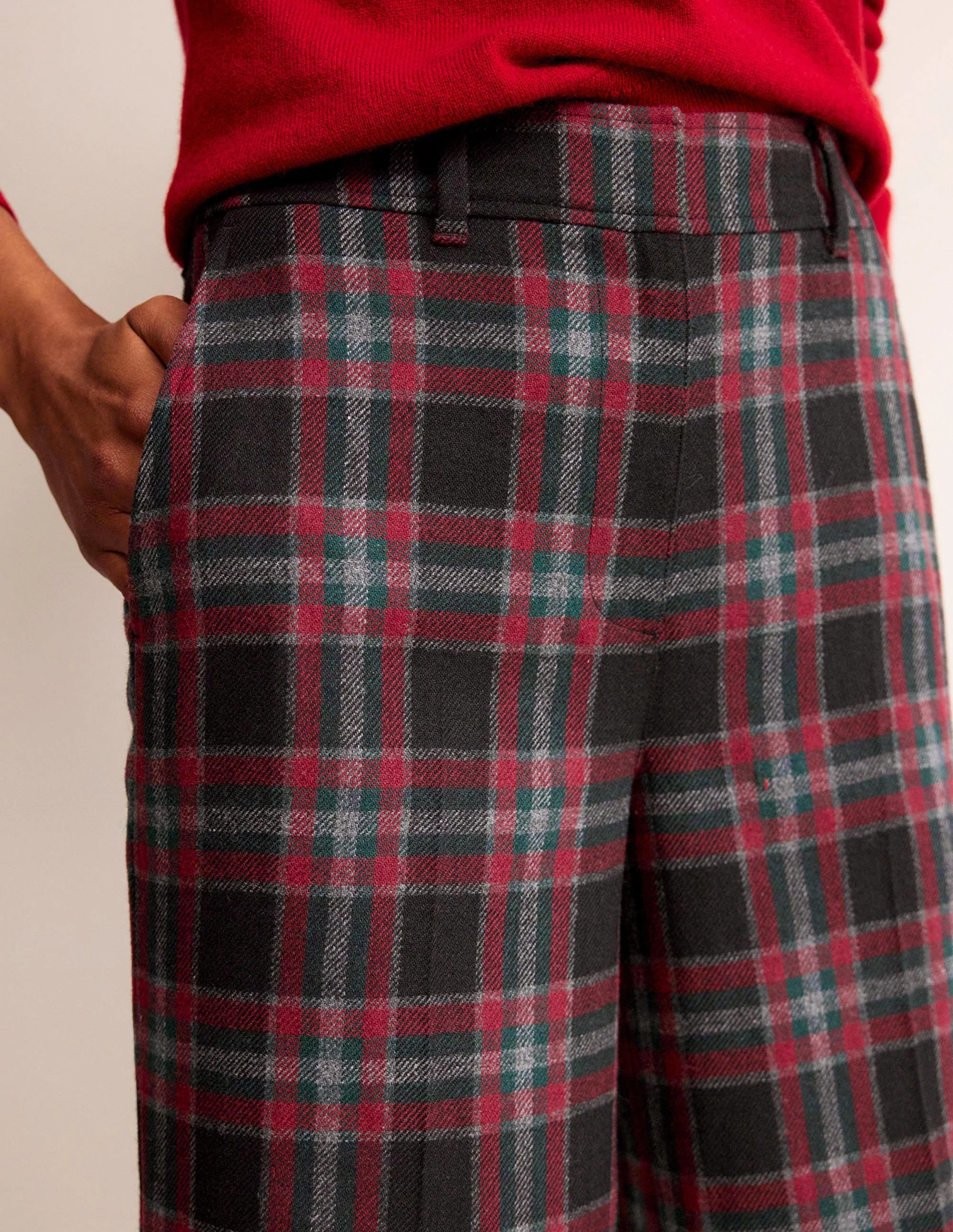 Westbourne Hose aus Wollmischung-Grün und braun kariert - Image 2