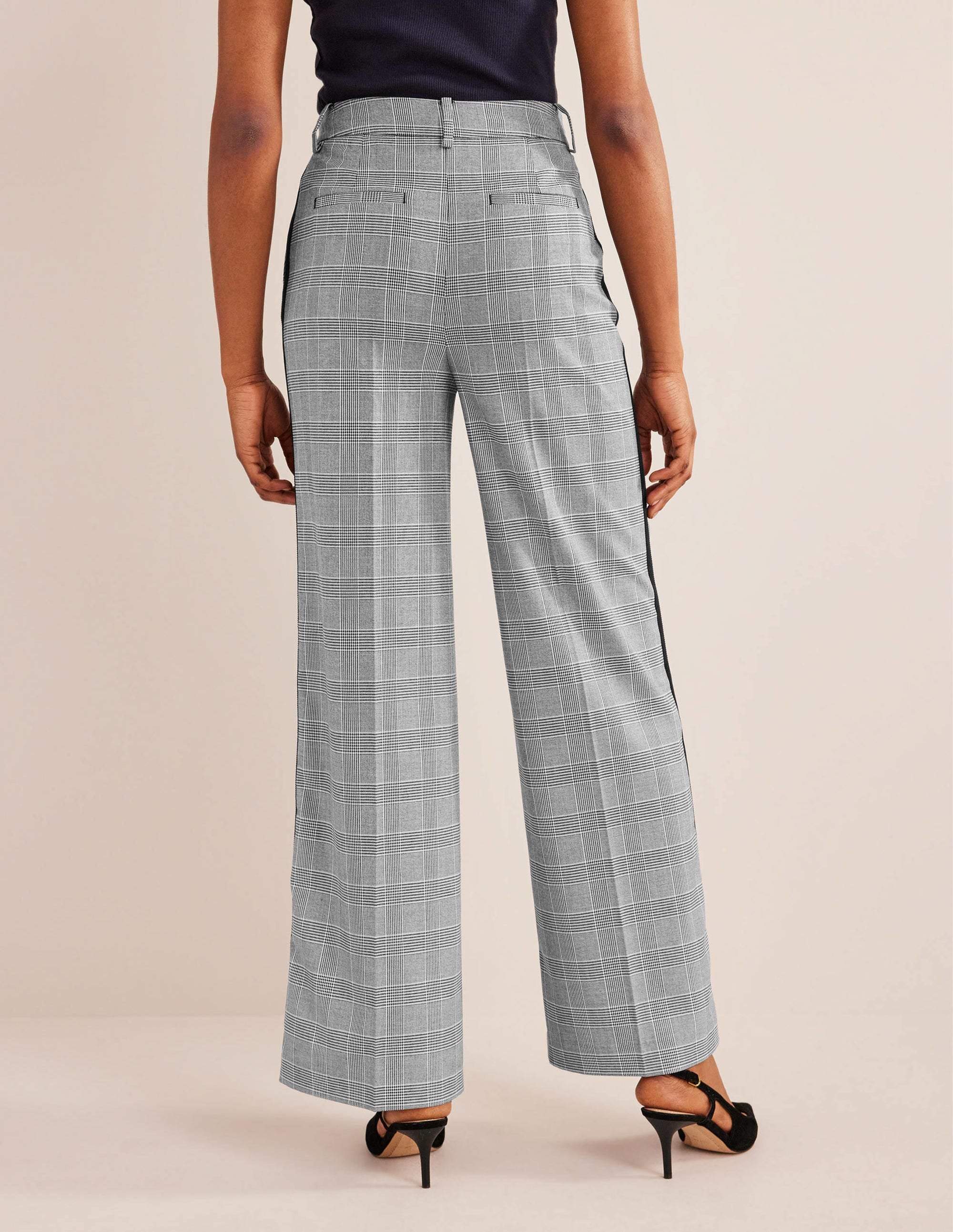 Westbourne Hose mit weitem Bein-Marineblau, Kariert/Seitenstreifen - Image 3