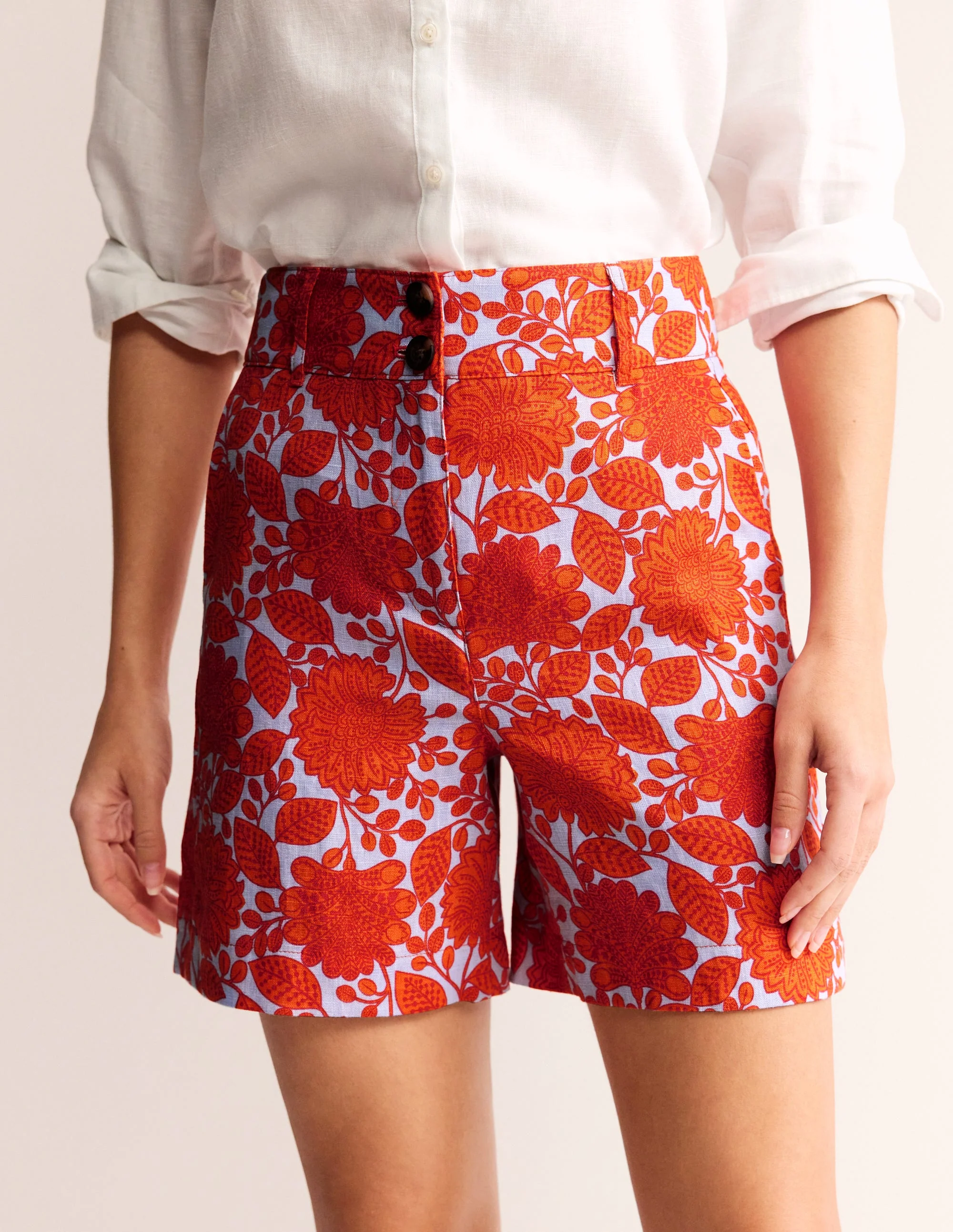 Westbourne Kurze Hose aus Leinen-Feuerwerk, Gardenia Swirl - Image 4