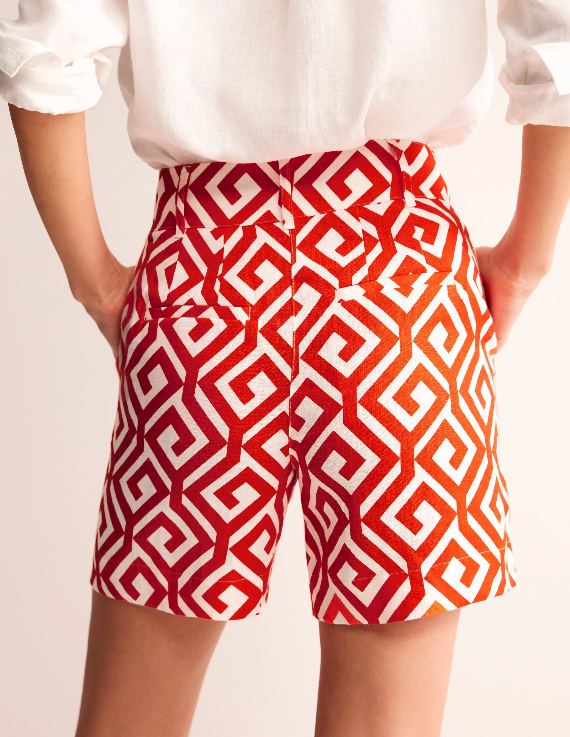 Westbourne Kurze Hose aus Leinen-Flammenrot, Labyrinth - Image 3