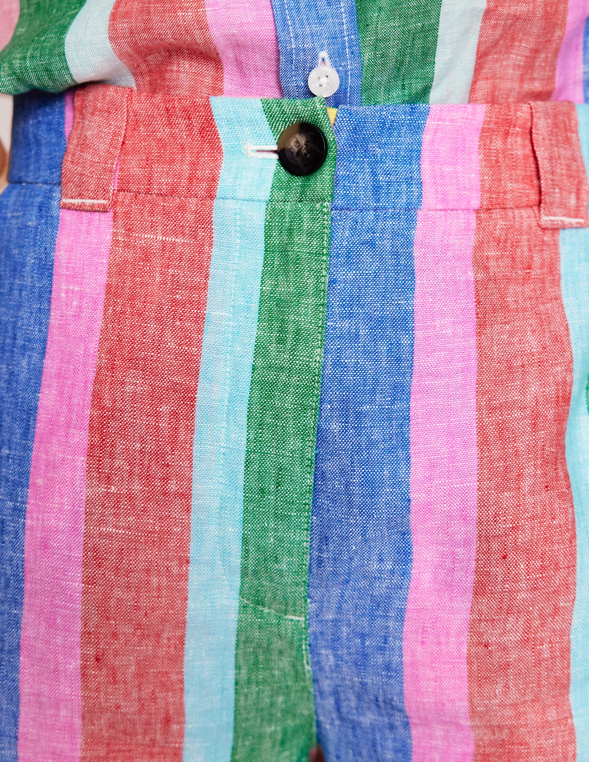 Westbourne Kurze Hose aus Leinen-Knalliger Regenbogen Streifen - Image 4
