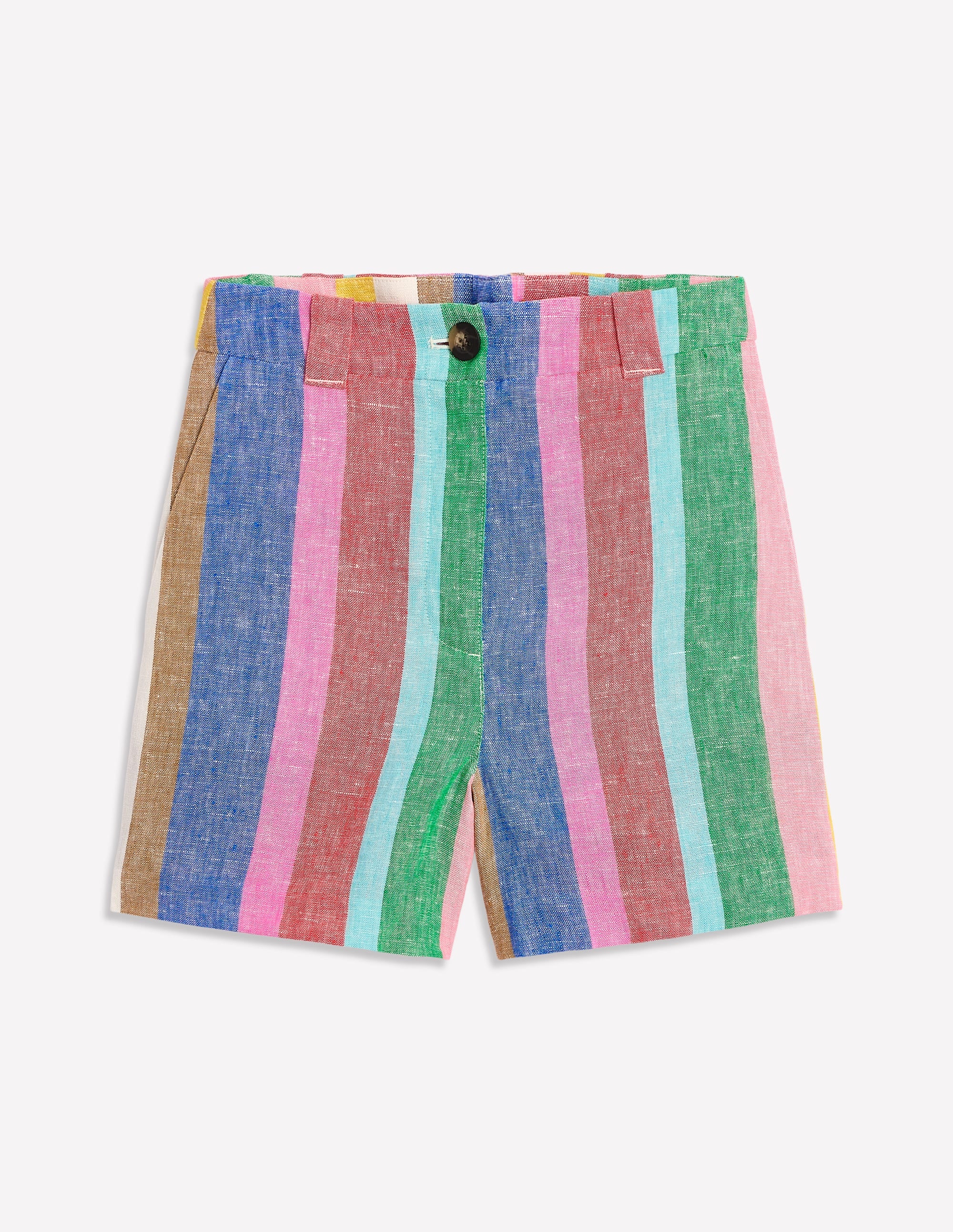 Westbourne Kurze Hose aus Leinen-Knalliger Regenbogen Streifen - Image 6