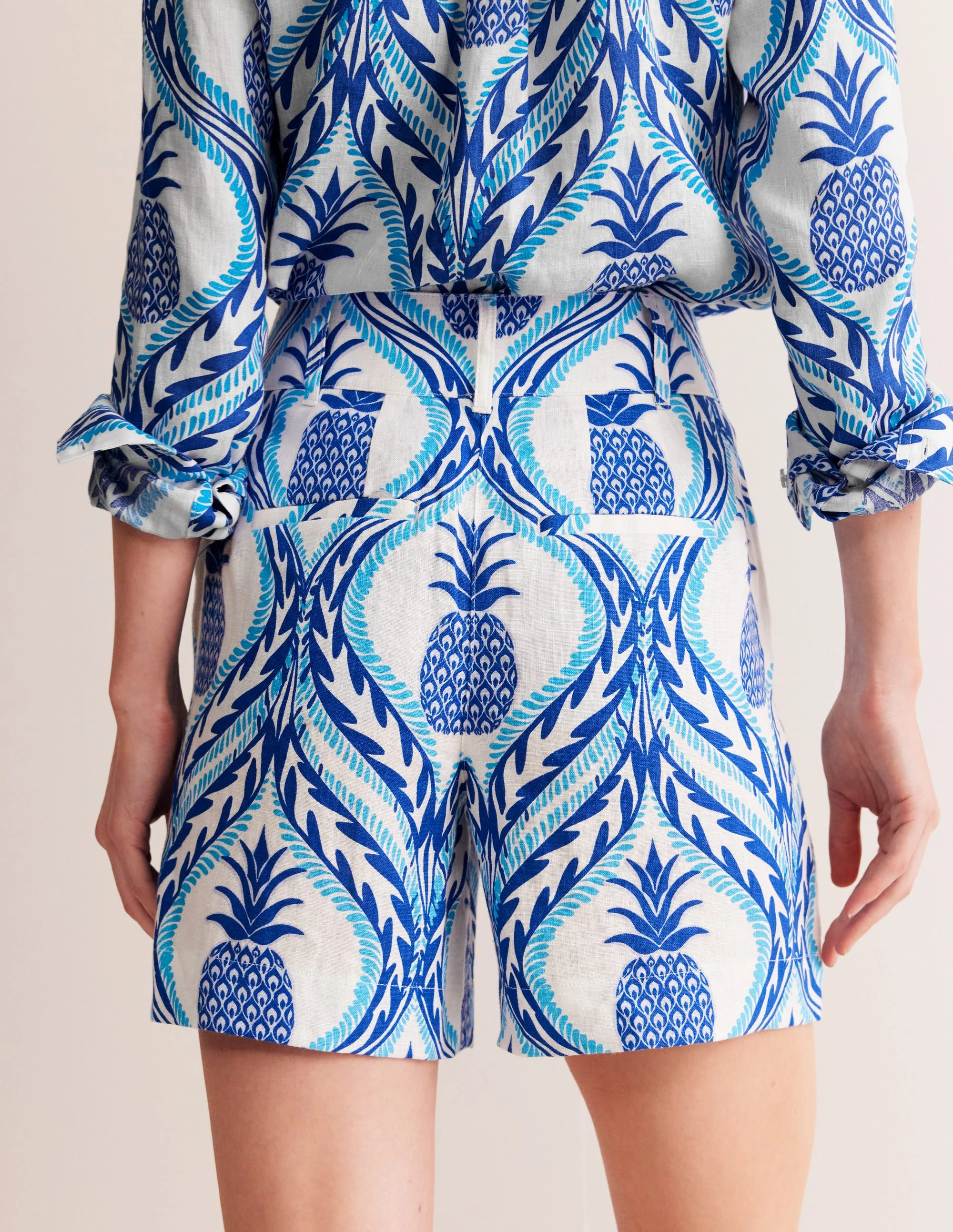Westbourne Kurze Hose aus Leinen-Surf The Web, Ananas Welle - Image 3