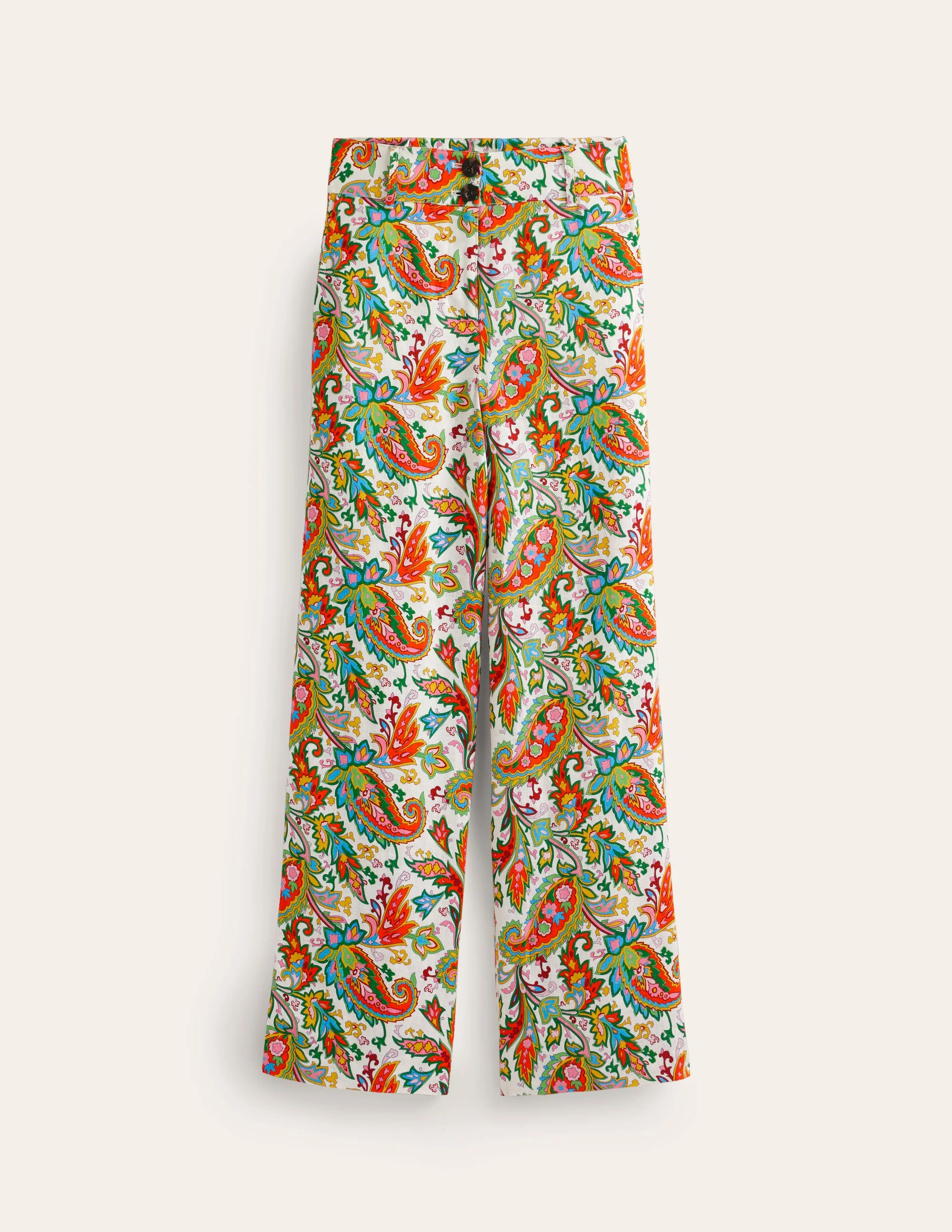 Westbourne Leinenhose-Naturweiß, Paisley Azurblau - Image 6