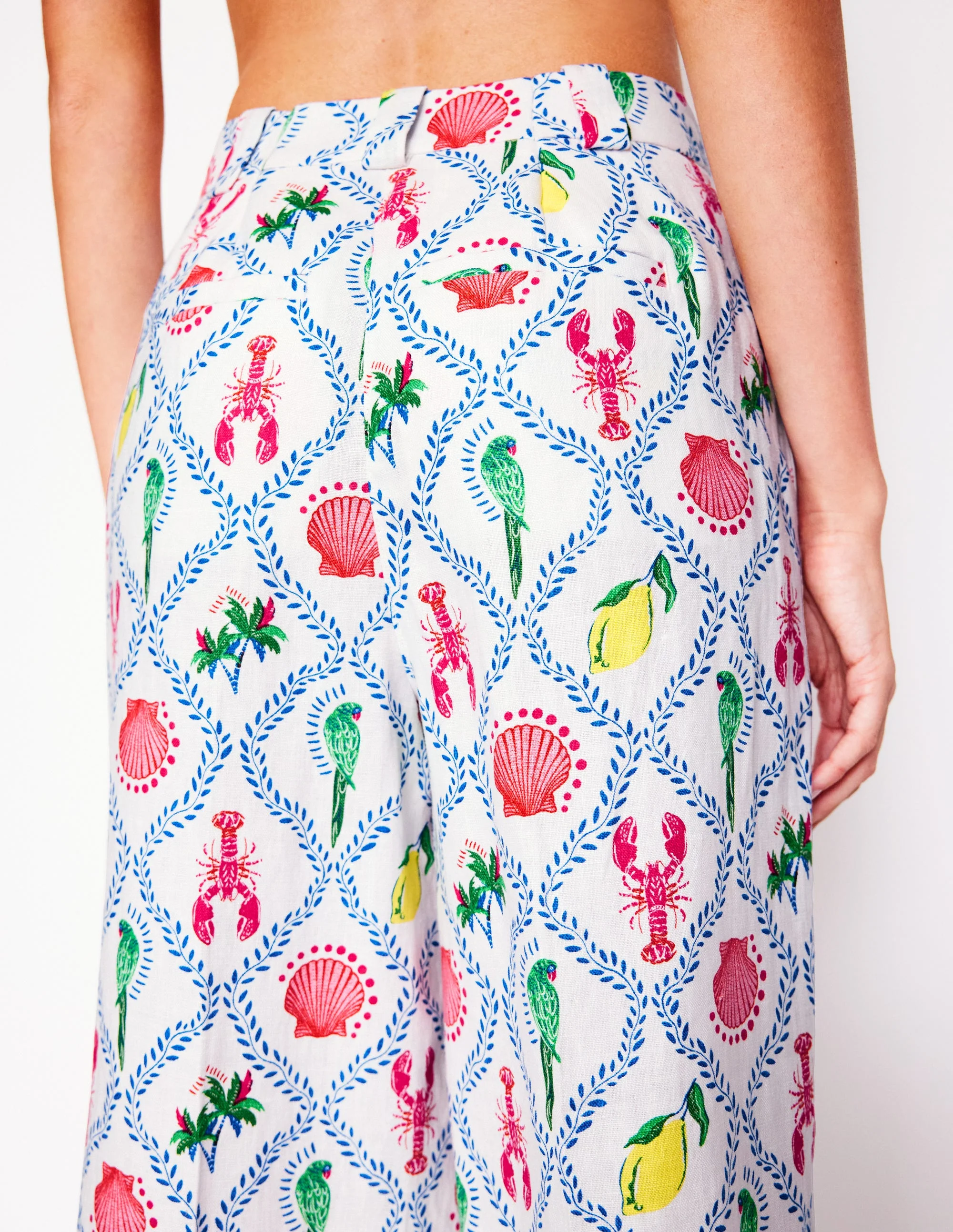 Westbourne Leinenhose-Naturweiß, Tropical Bonanza-Motiv - Image 3