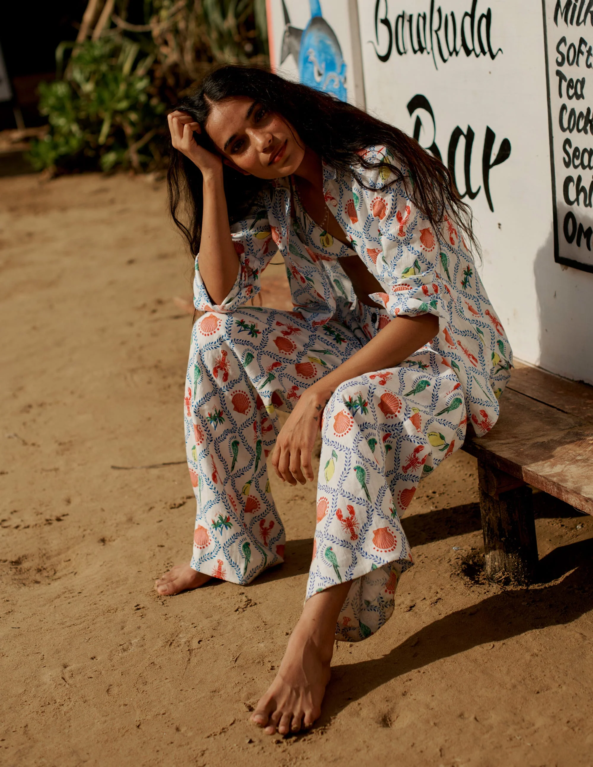 Westbourne Leinenhose-Naturweiß, Tropical Bonanza-Motiv - Image 6