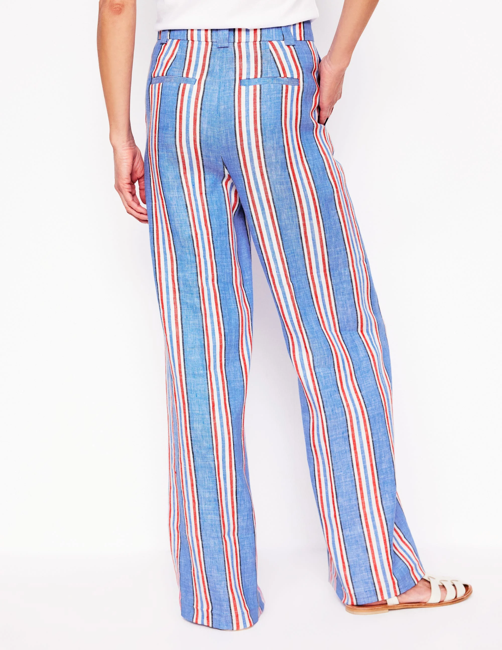Westbourne Leinenhose-Pfauenblau, Rote Streifen - Image 4