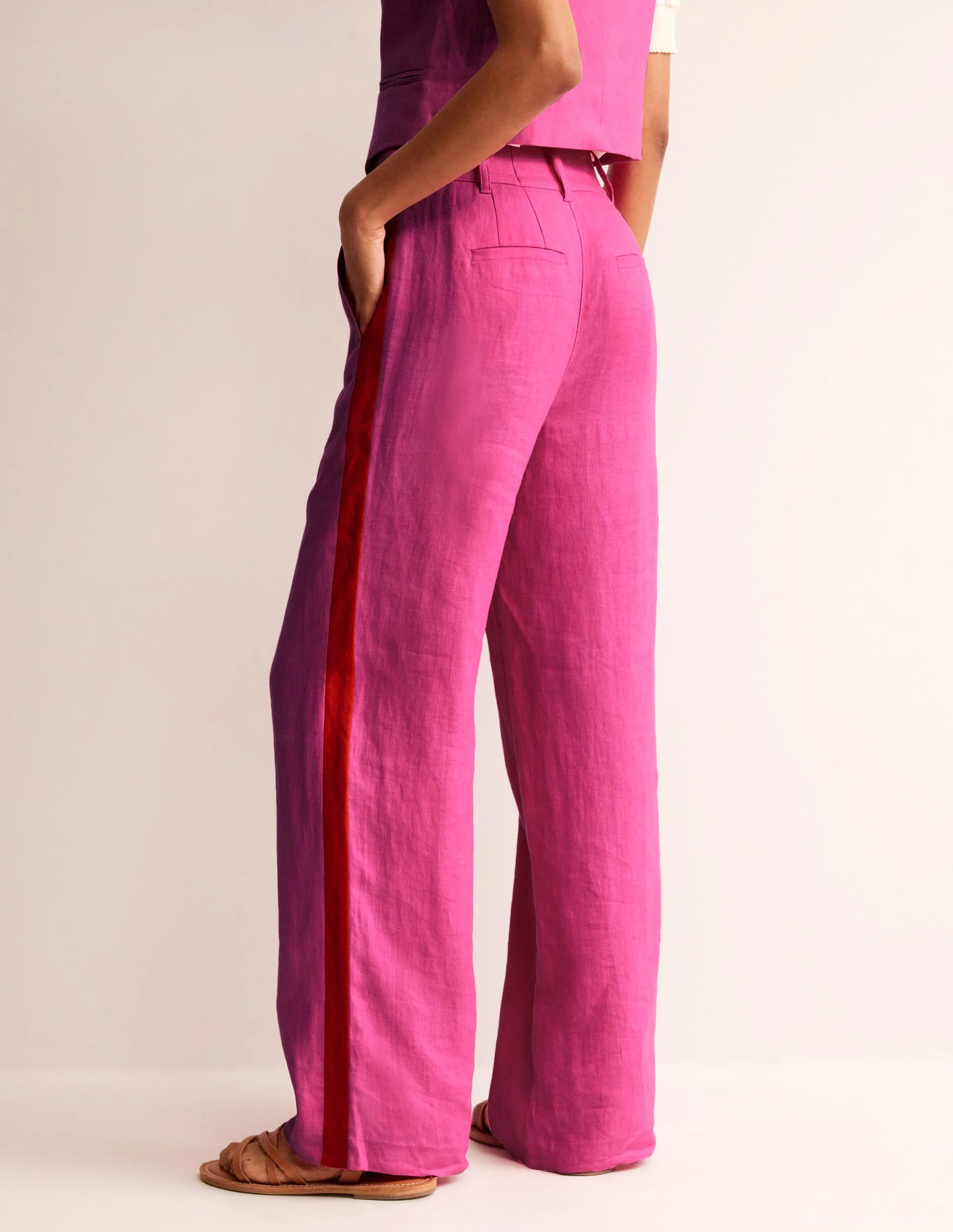 Westbourne Leinenhose-Stiefmütterchen, Roter Seitenstreifen - Image 3