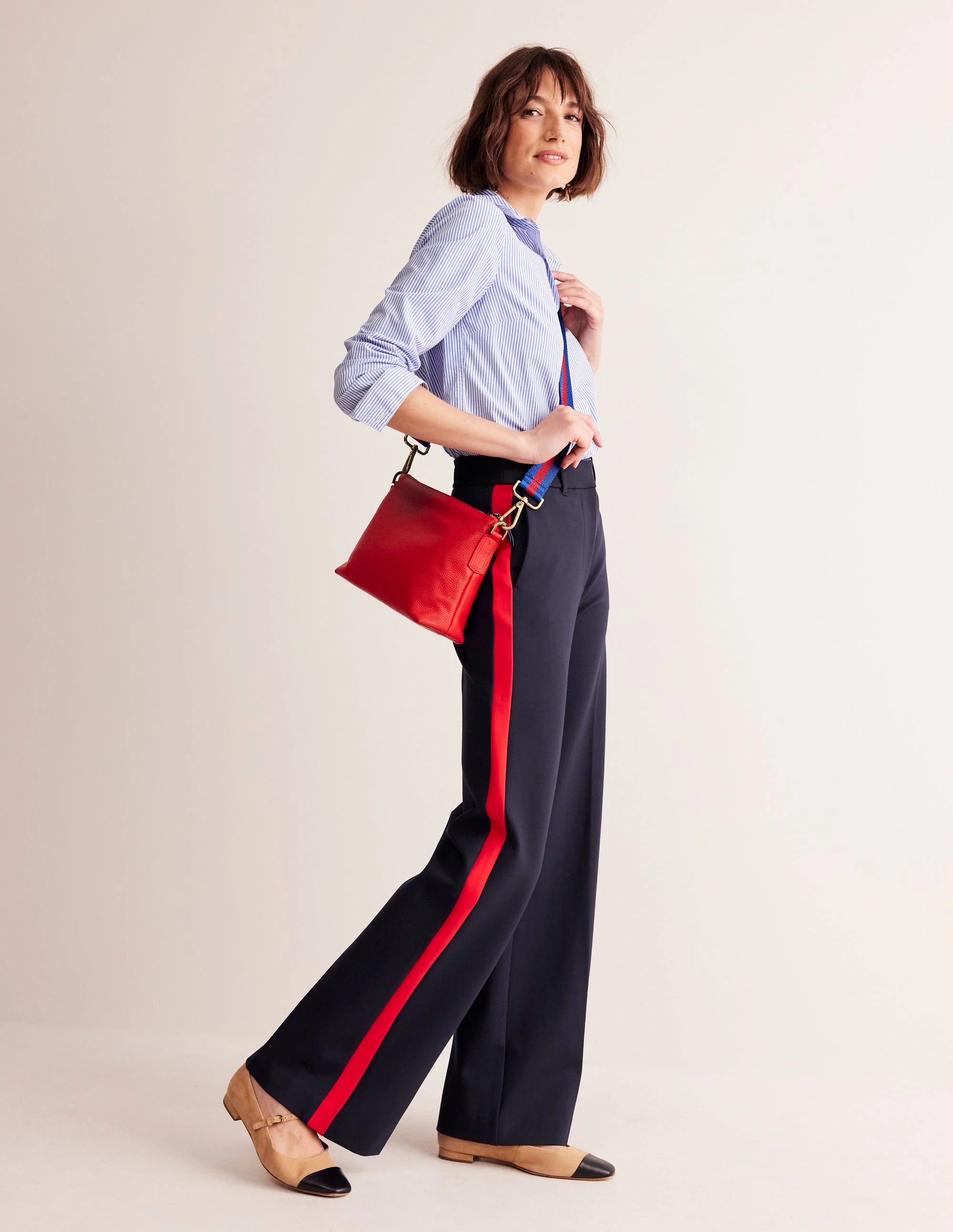 Westbourne Ponté-Hose-Marineblau mit Streifen an der Seite