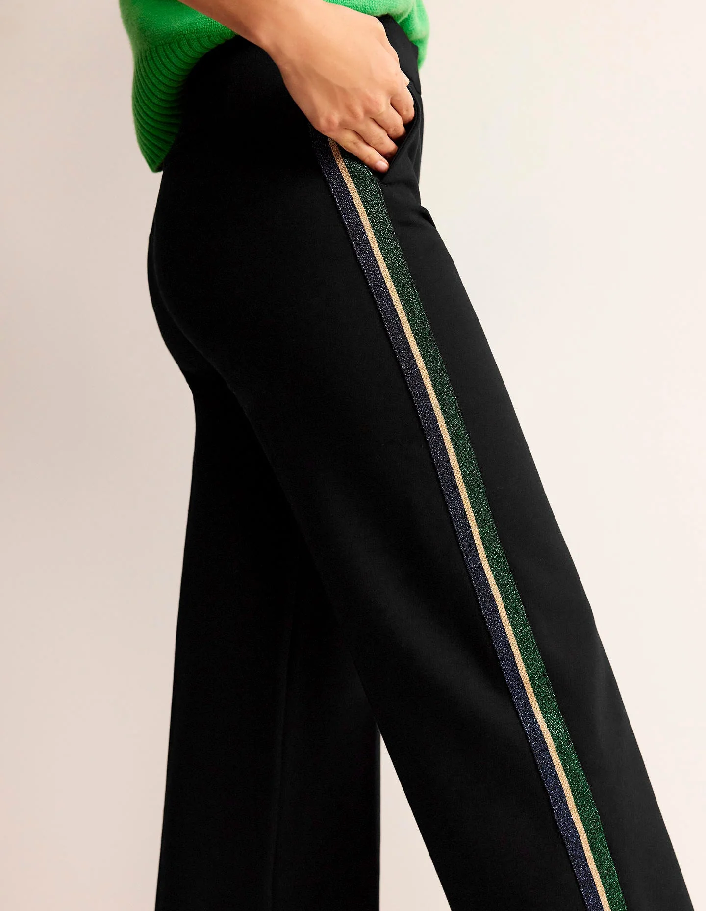 Westbourne Ponté-Hose-Schwarz mit Metallic-Streifen - Image 2