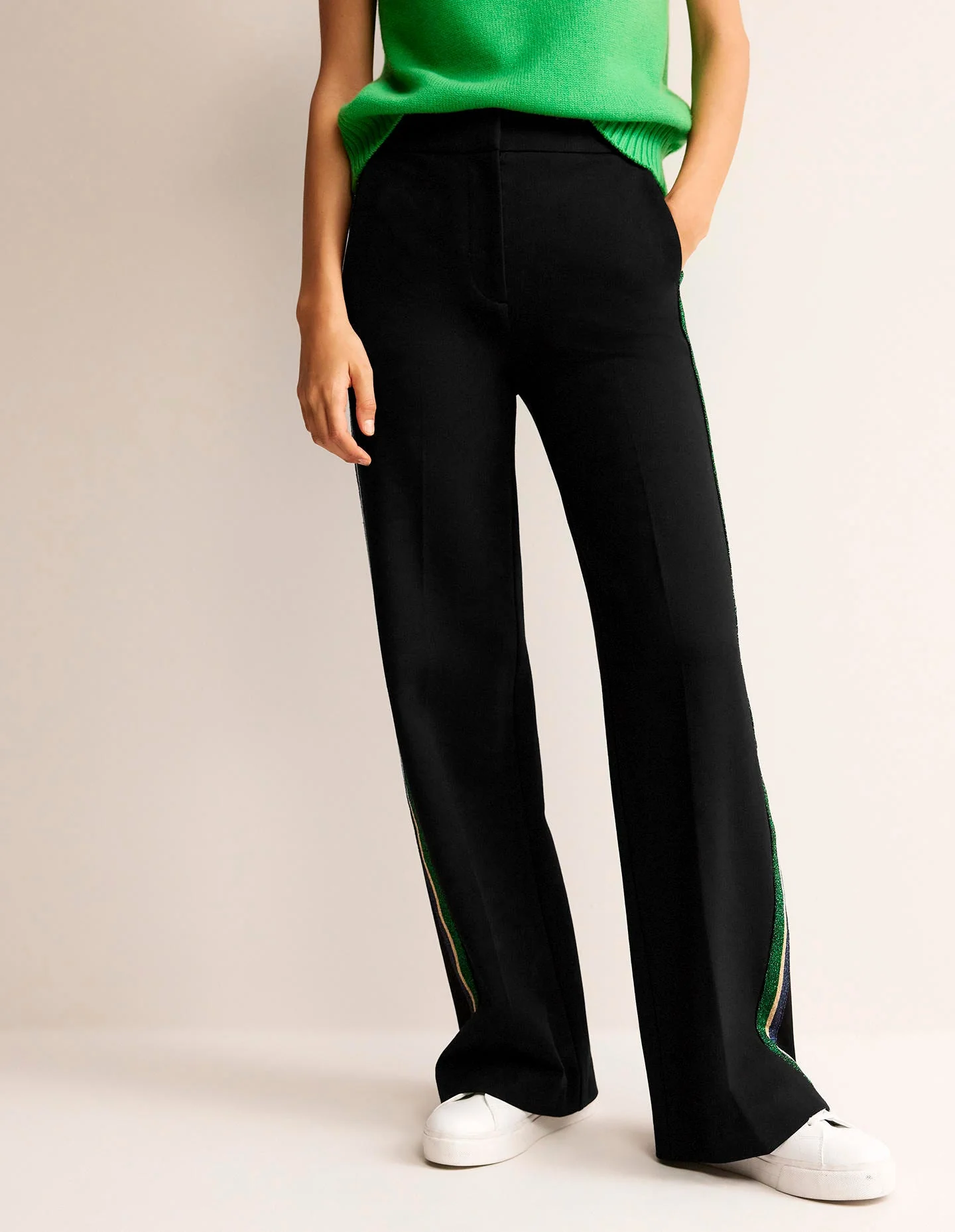 Westbourne Ponté-Hose-Schwarz mit Metallic-Streifen - Image 4