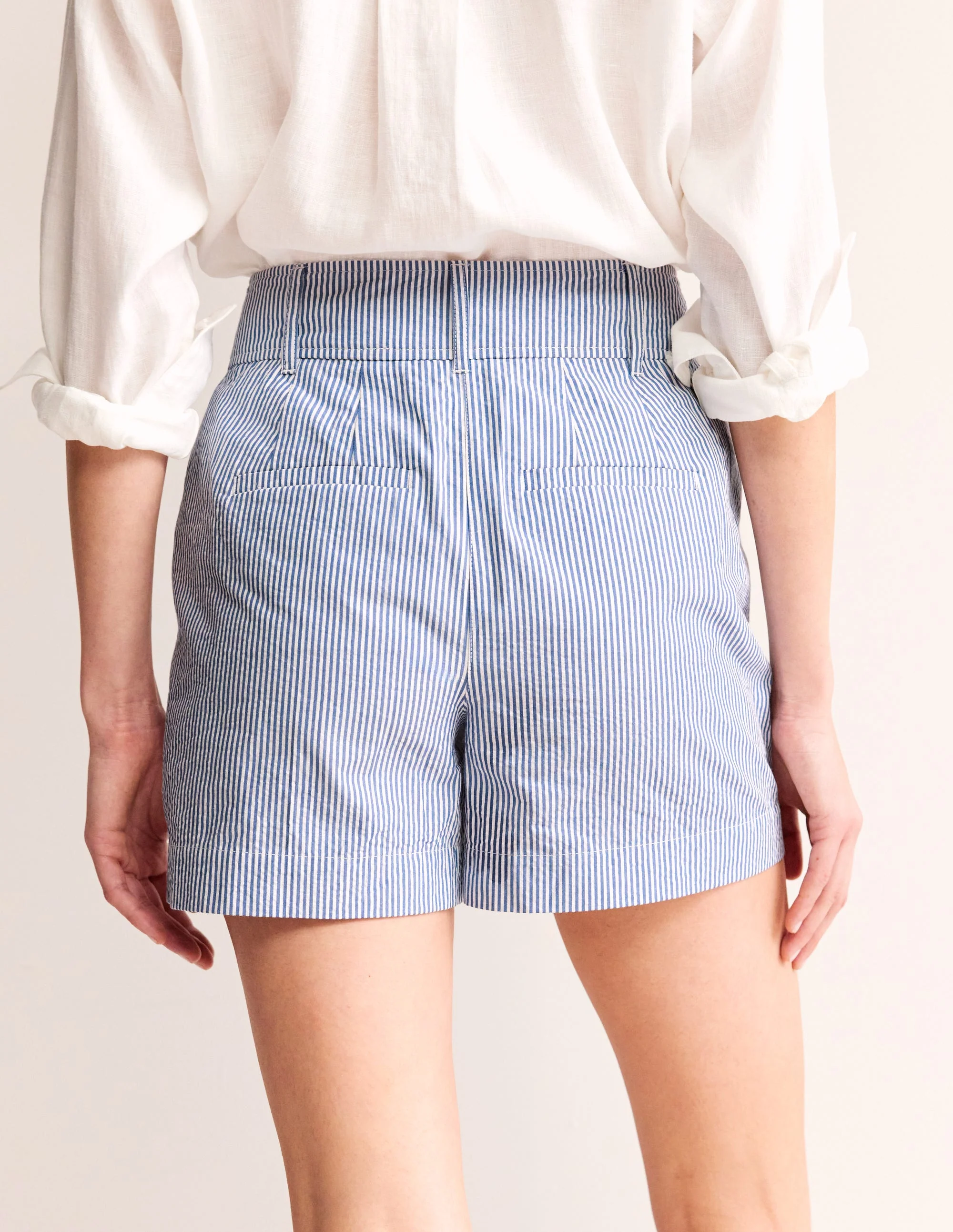 Westbourne Texturierte Shorts-Blau Naturweiß Streifen - Image 3