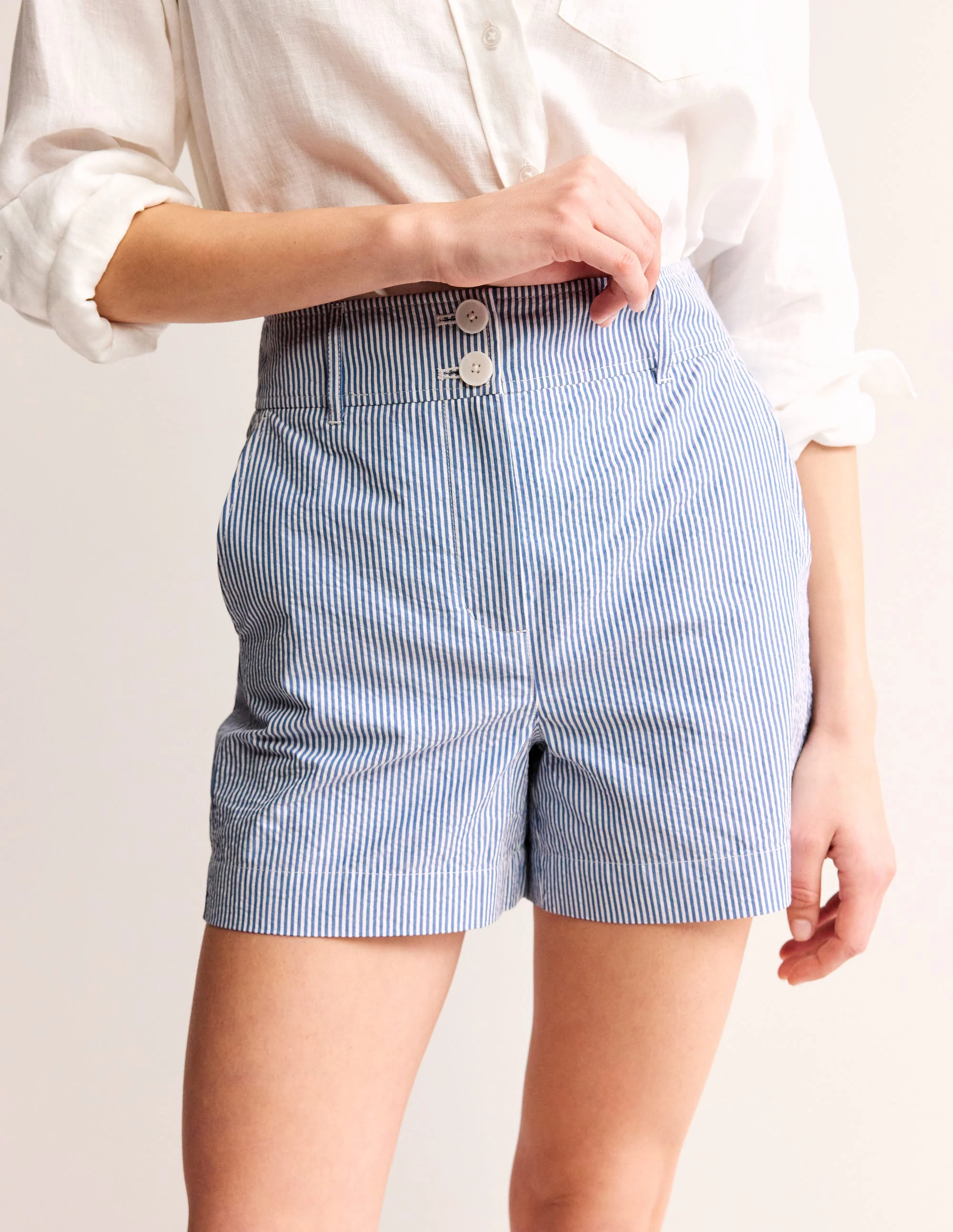Westbourne Texturierte Shorts-Blau Naturweiß Streifen - Image 4