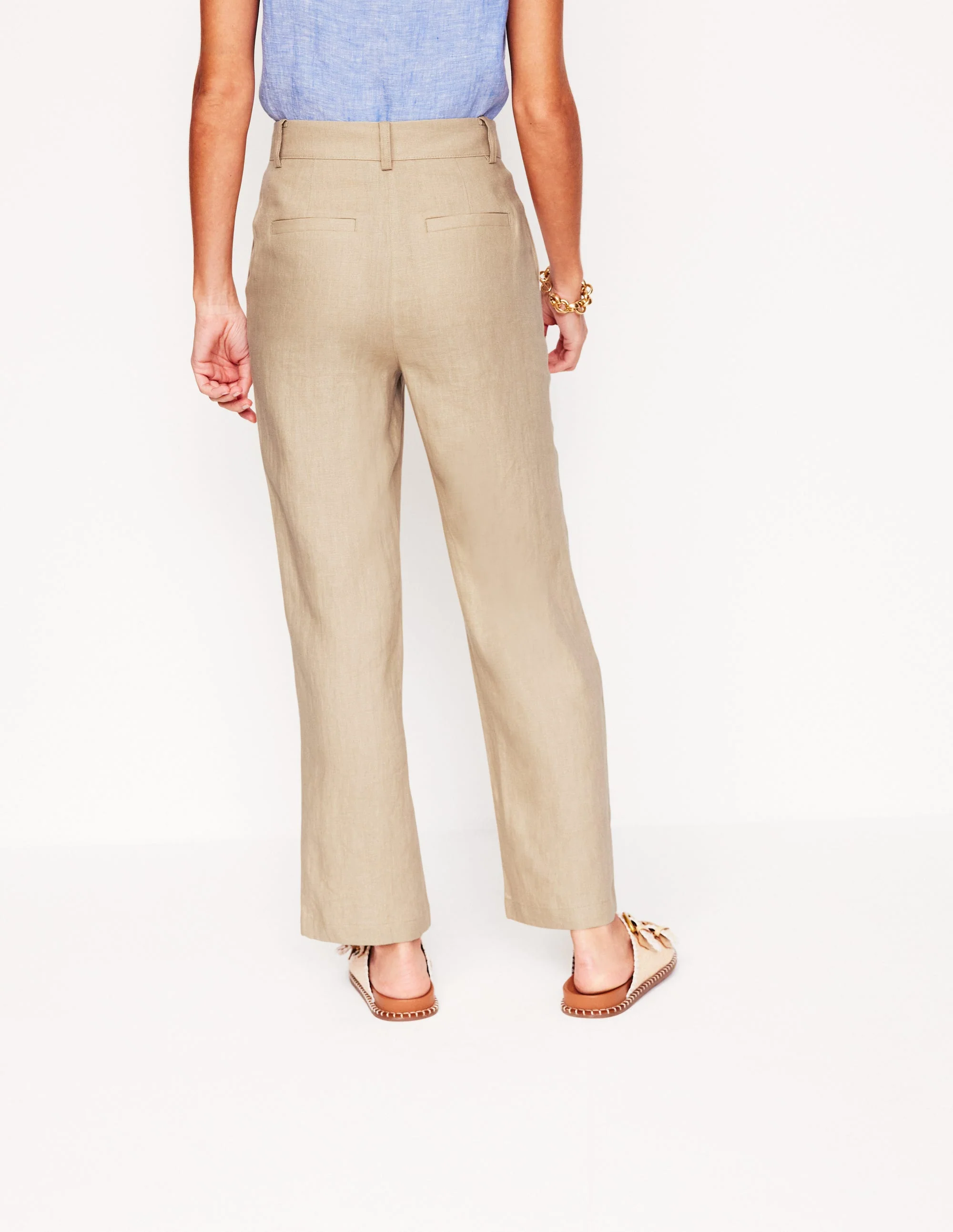Westbourne Verkürzte Leinenhose-Beige - Image 5