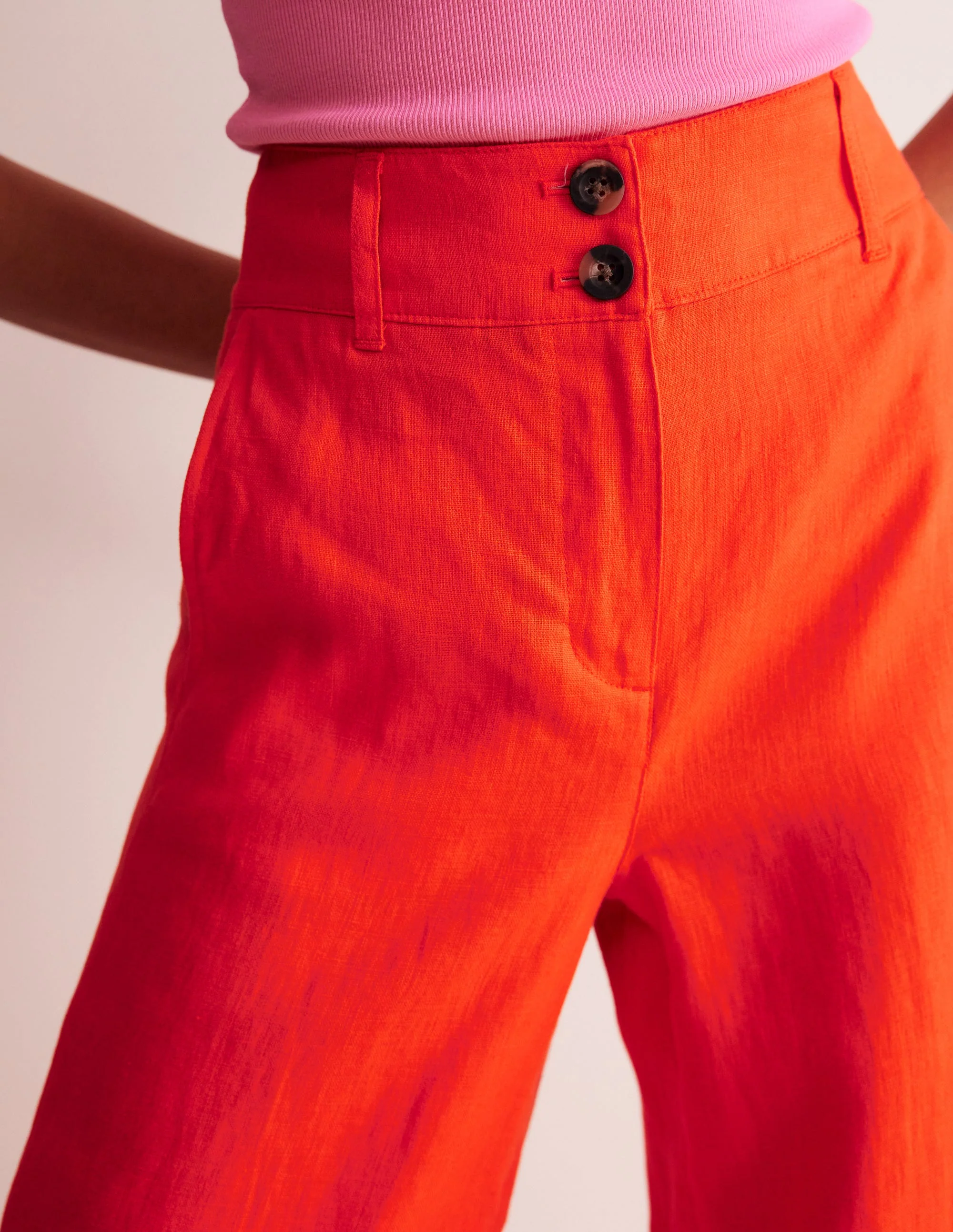 Westbourne Verkürzte Leinenhose-Mandarinenorange - Image 2