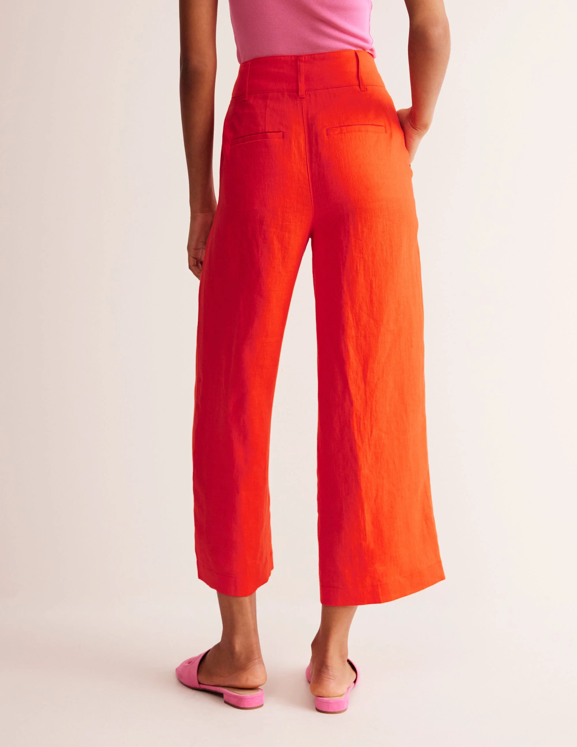 Westbourne Verkürzte Leinenhose-Mandarinenorange - Image 3