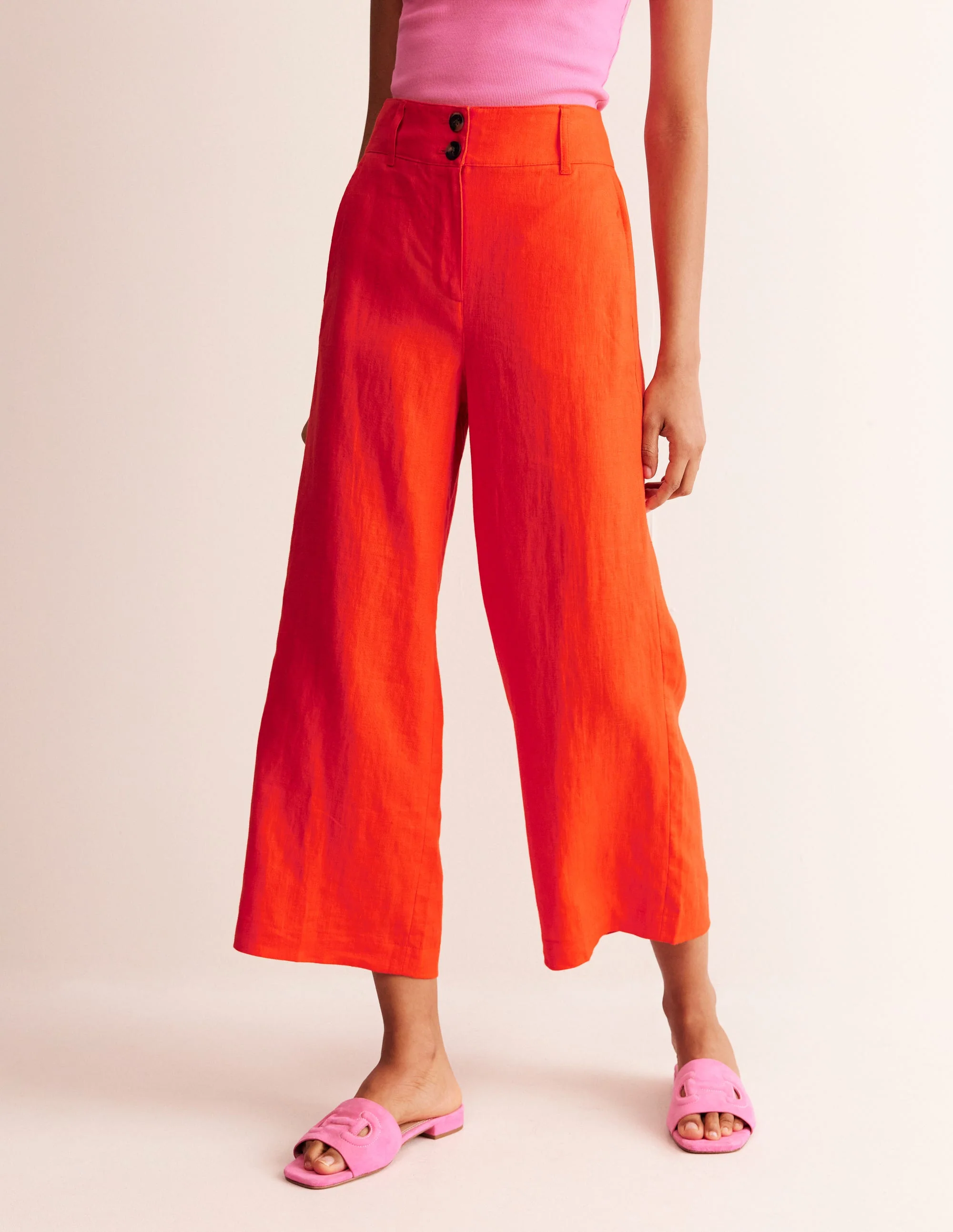 Westbourne Verkürzte Leinenhose-Mandarinenorange - Image 4