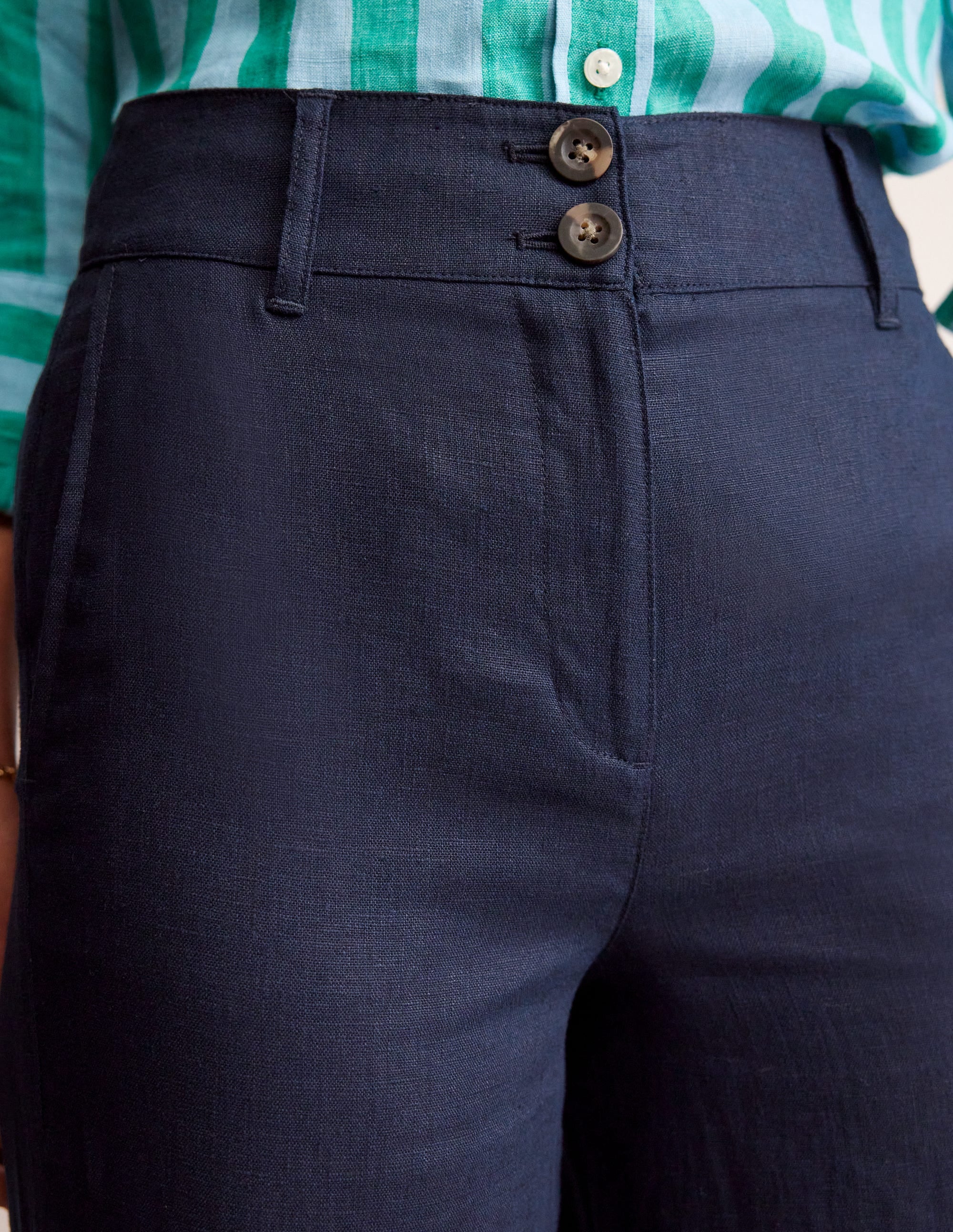 Westbourne Verkürzte Leinenhose-Marineblau - Image 2