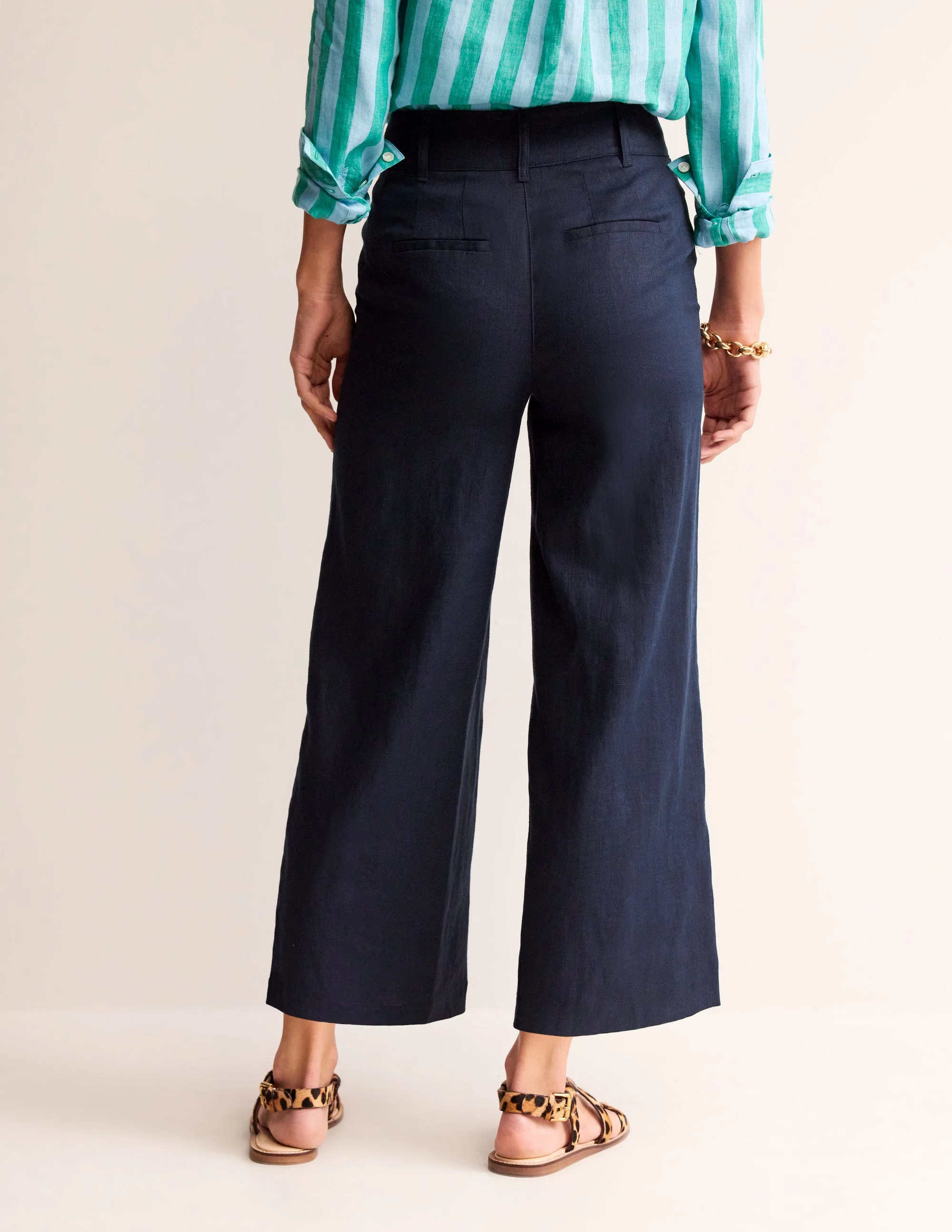 Westbourne Verkürzte Leinenhose-Marineblau - Image 3