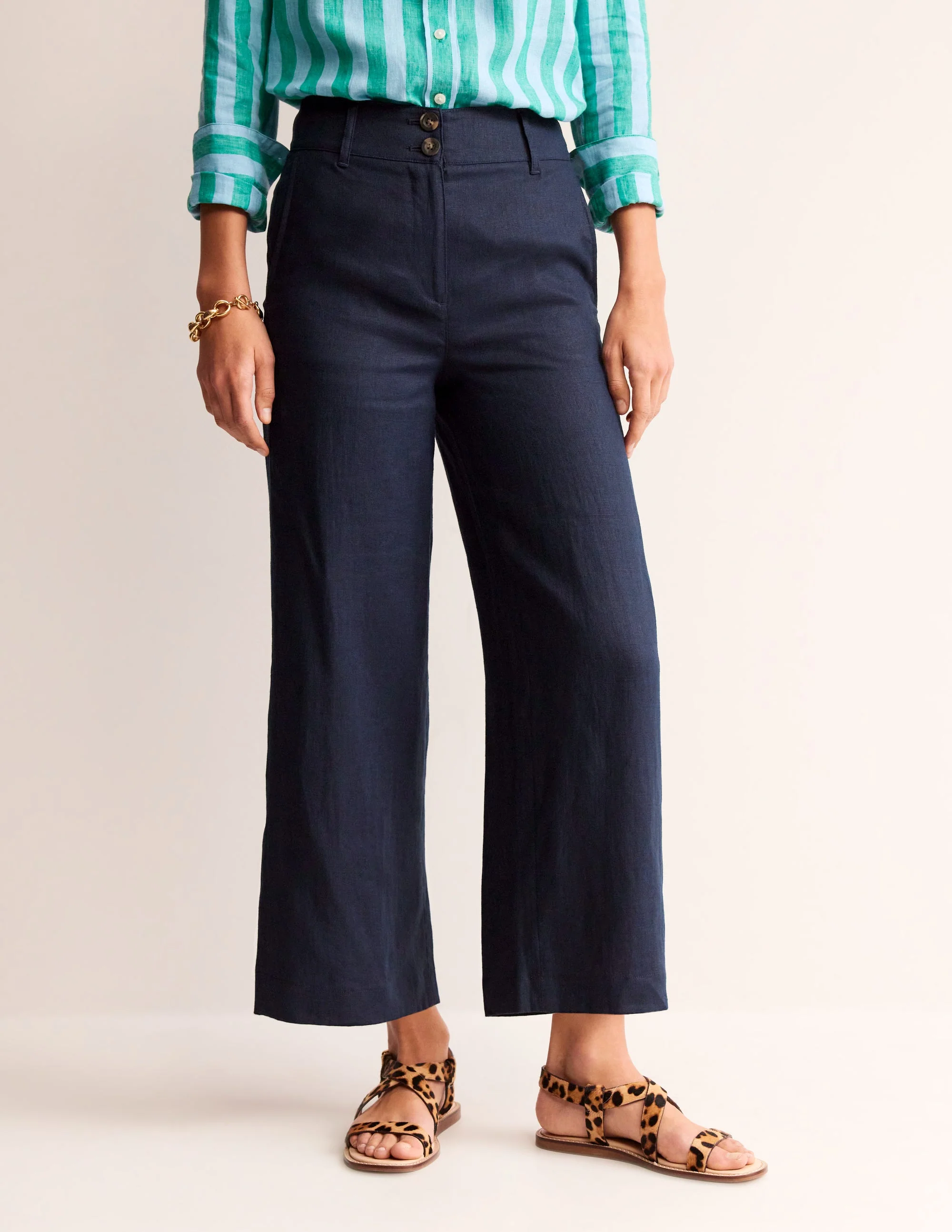 Westbourne Verkürzte Leinenhose-Marineblau - Image 4