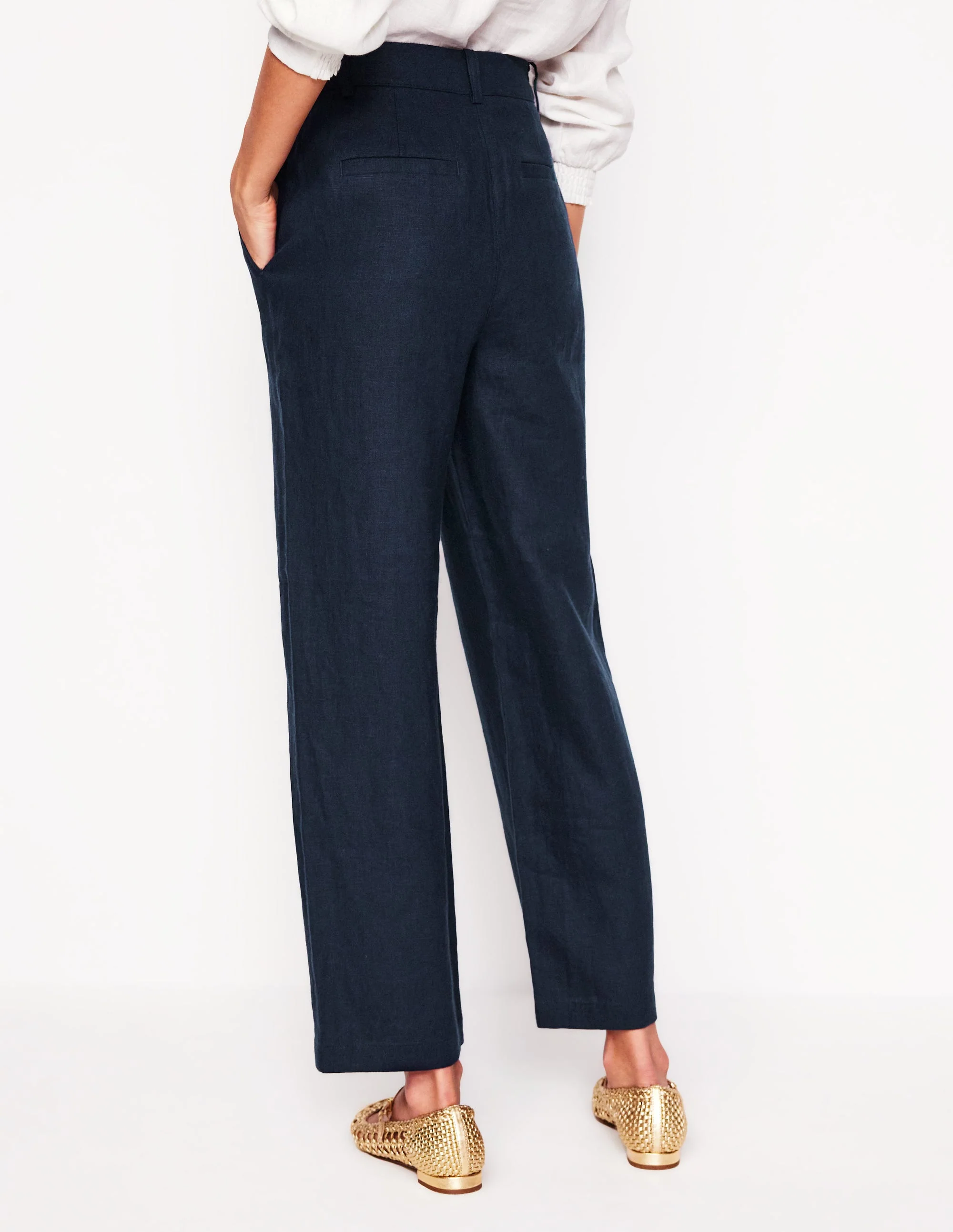 Westbourne Verkürzte Leinenhose-Marineblaue - Image 3
