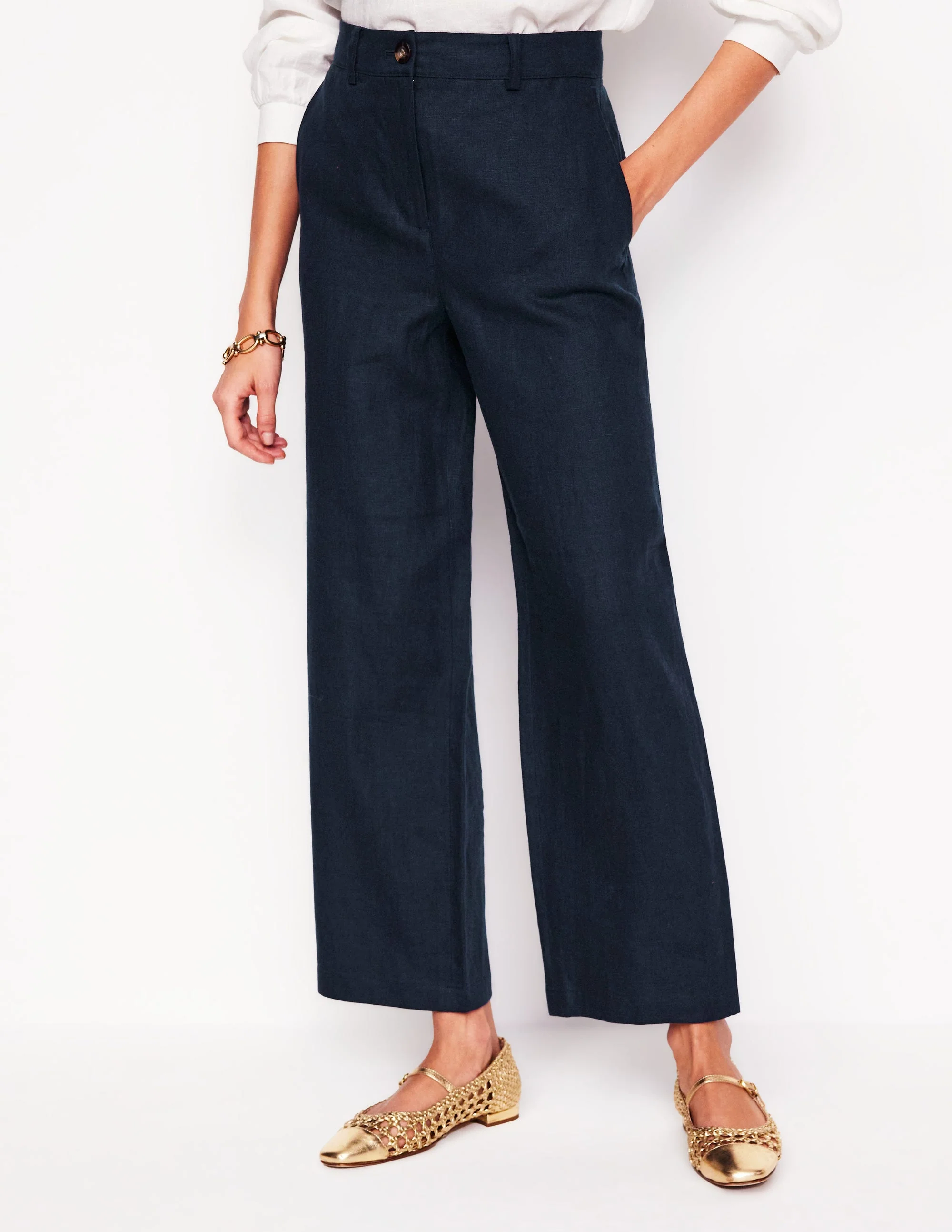 Westbourne Verkürzte Leinenhose-Marineblaue - Image 4