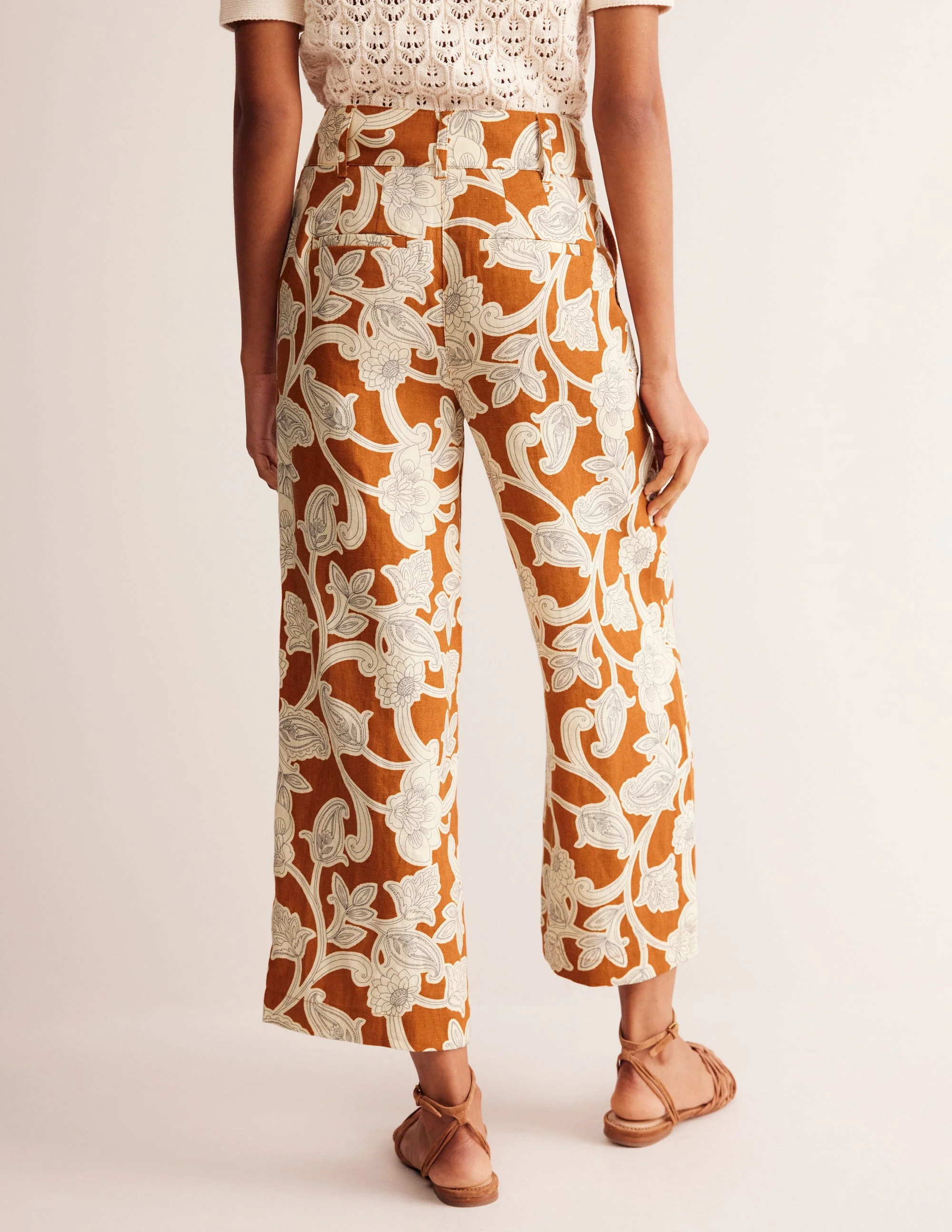 Westbourne Verkürzte Leinenhose-Umbra, Paisley Wirbel - Image 3