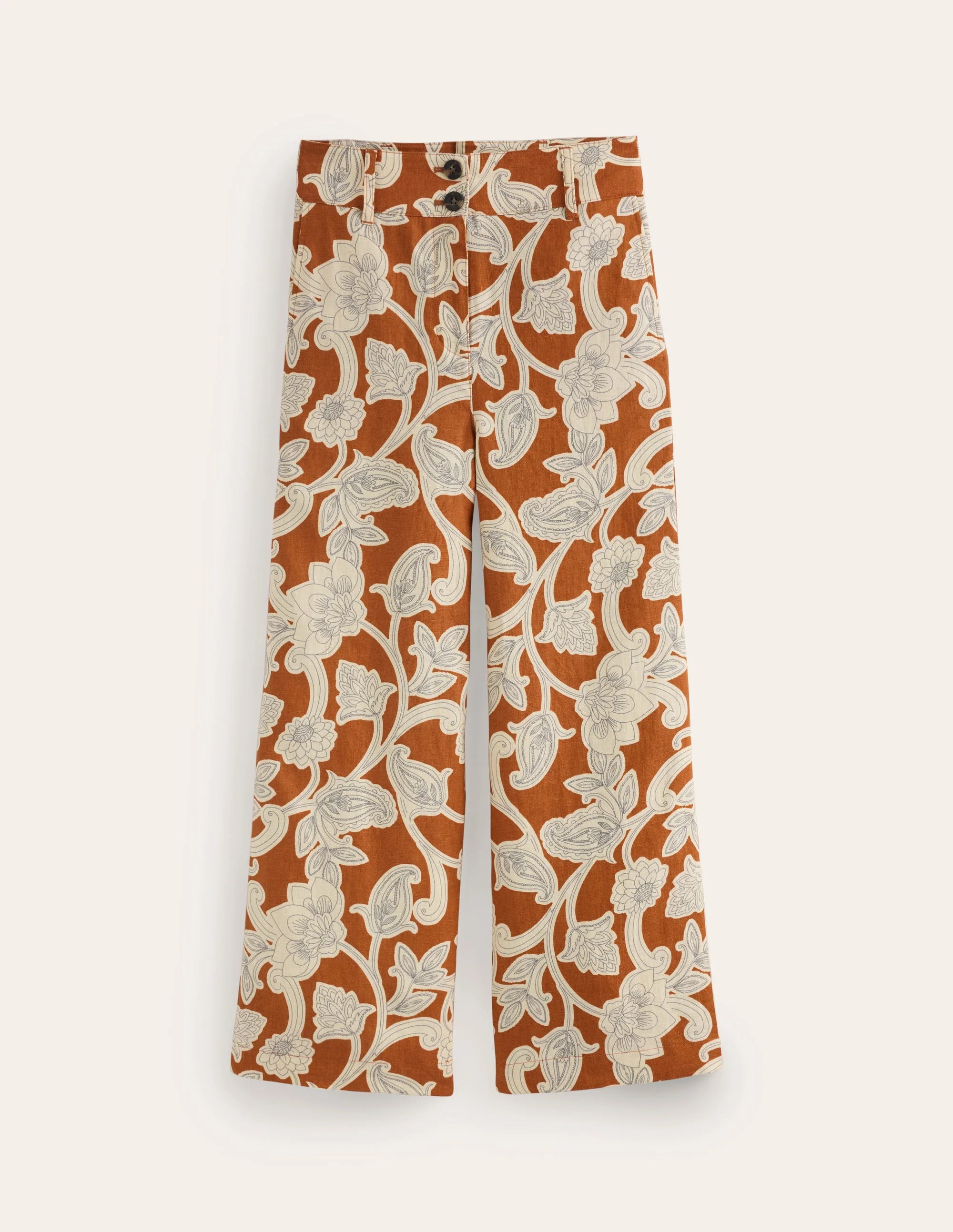 Westbourne Verkürzte Leinenhose-Umbra, Paisley Wirbel - Image 5