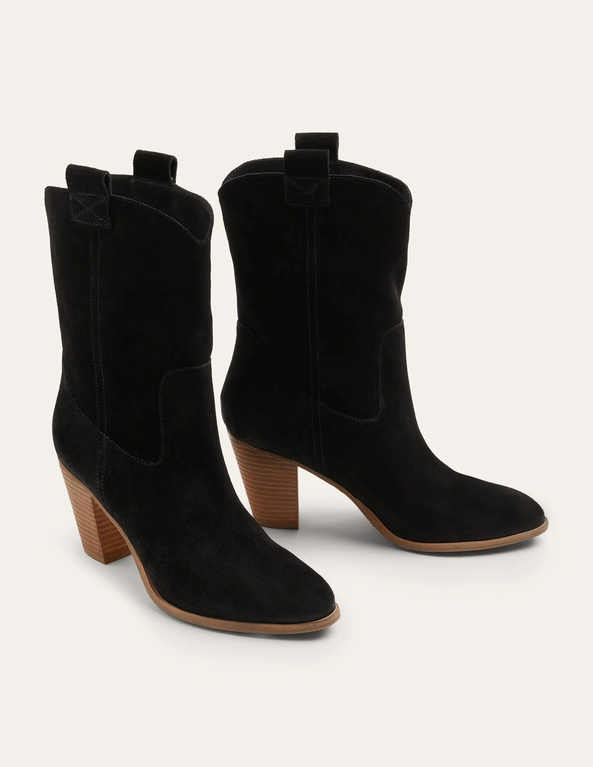 Westernstiefel zum Reinschlüpfen-Schwarz, Veloursleder - Image 2