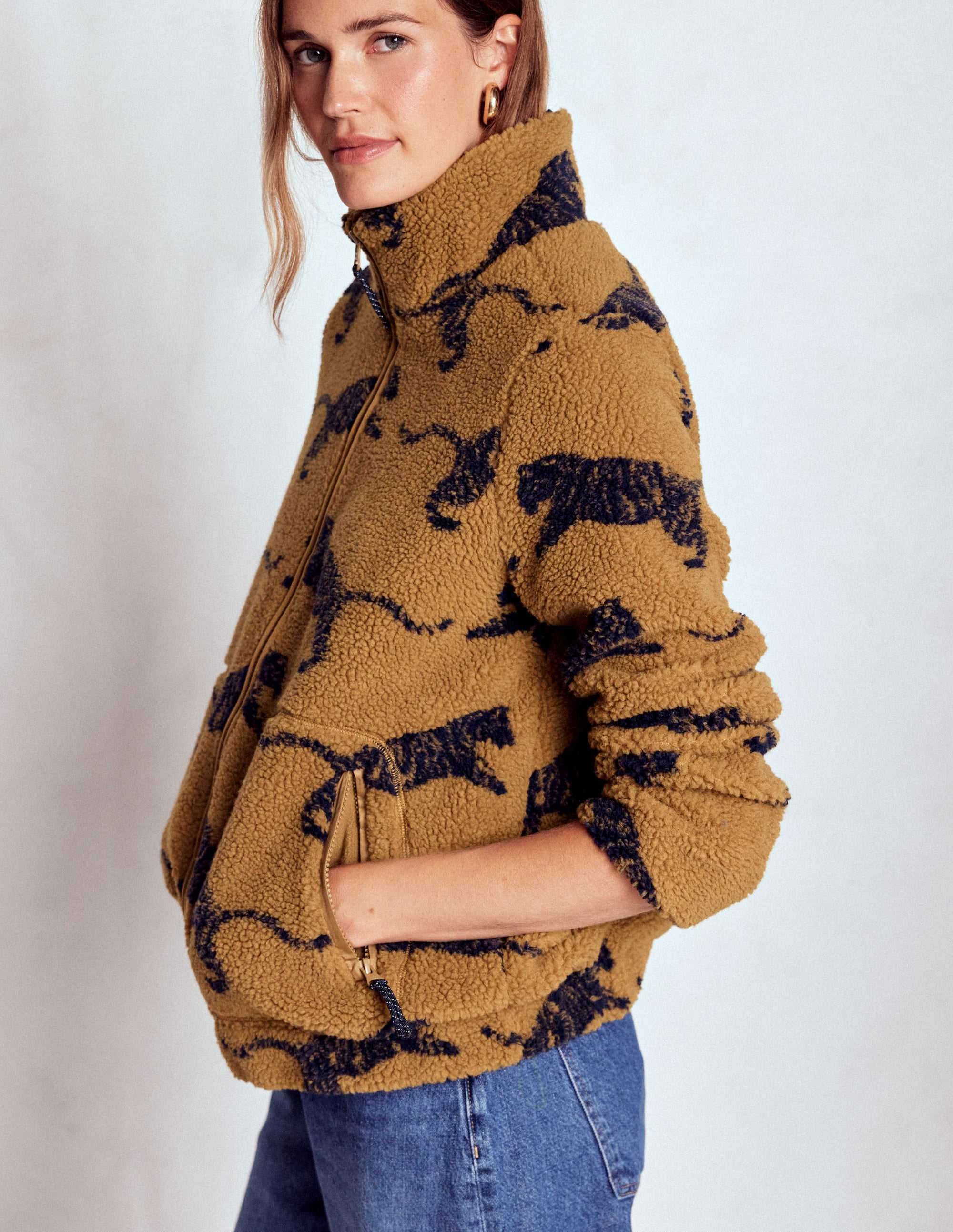 Westminster Teddyfelljacke-Haselnussbraun, Springender Tiger - Image 2