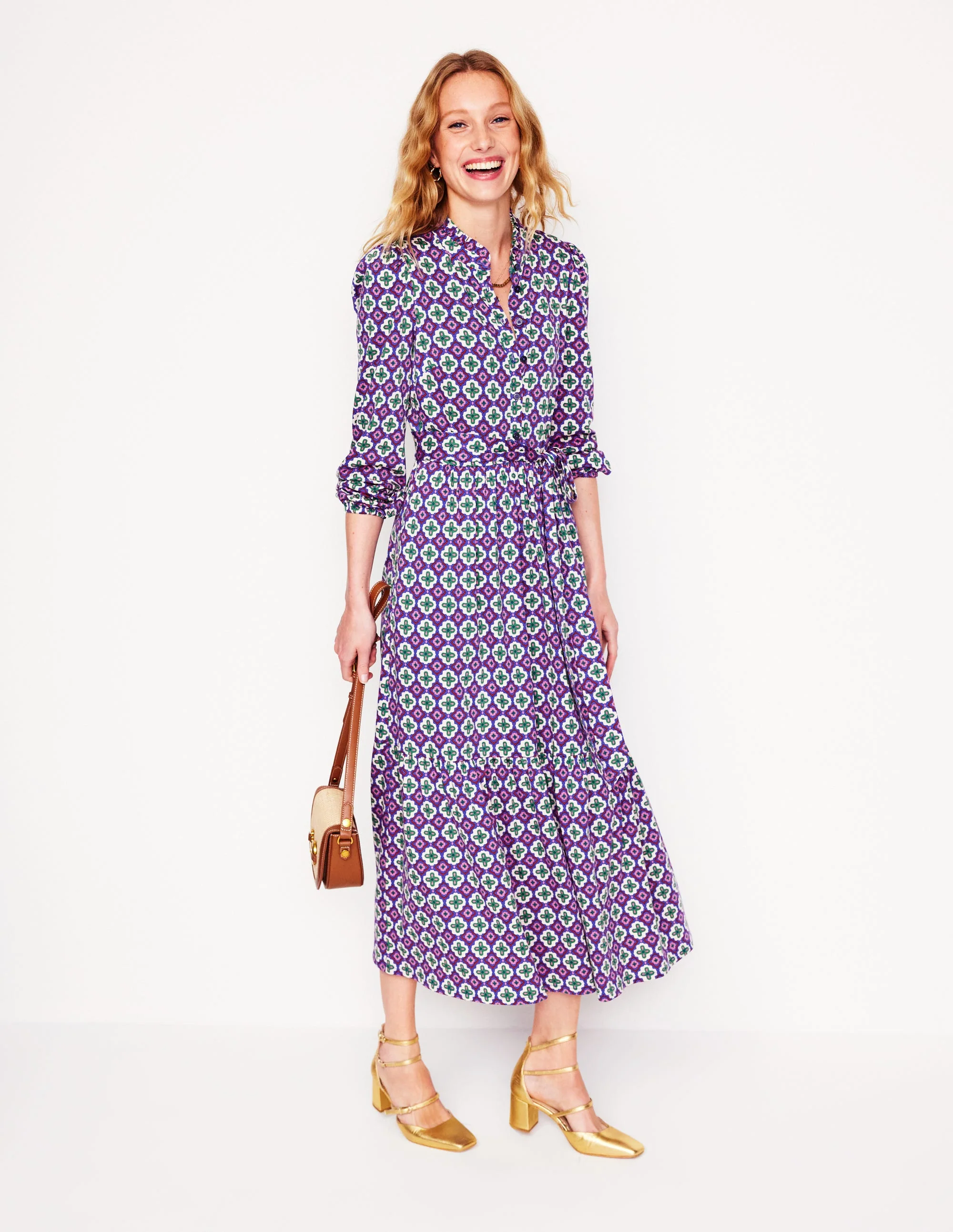 Willow Gestuftes Jerseykleid-Bunt, Marokkanischer Diamant - Image 4