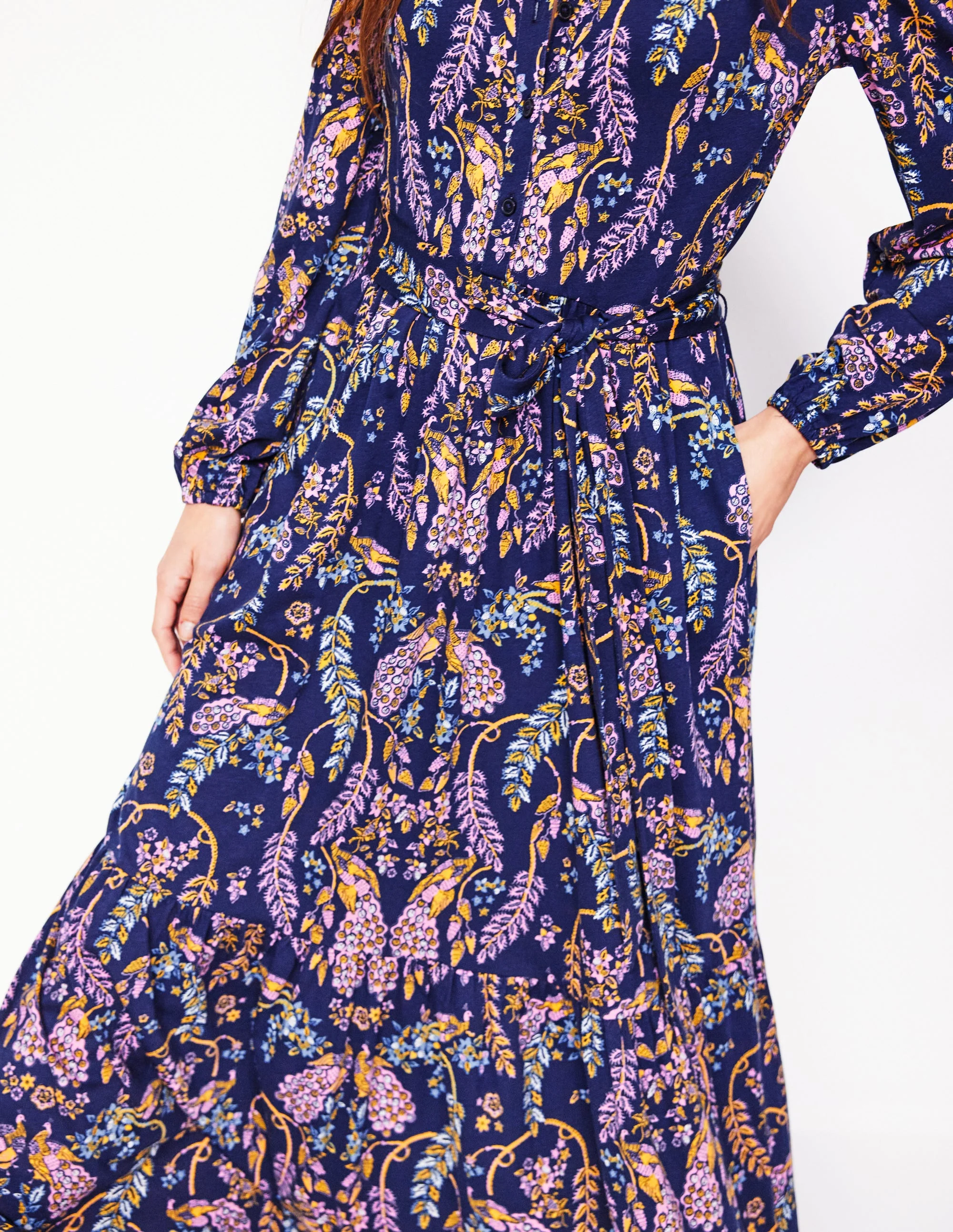 Willow Gestuftes Jerseykleid-Französisches Marineblau, Bezaubernder Pfau - Image 2