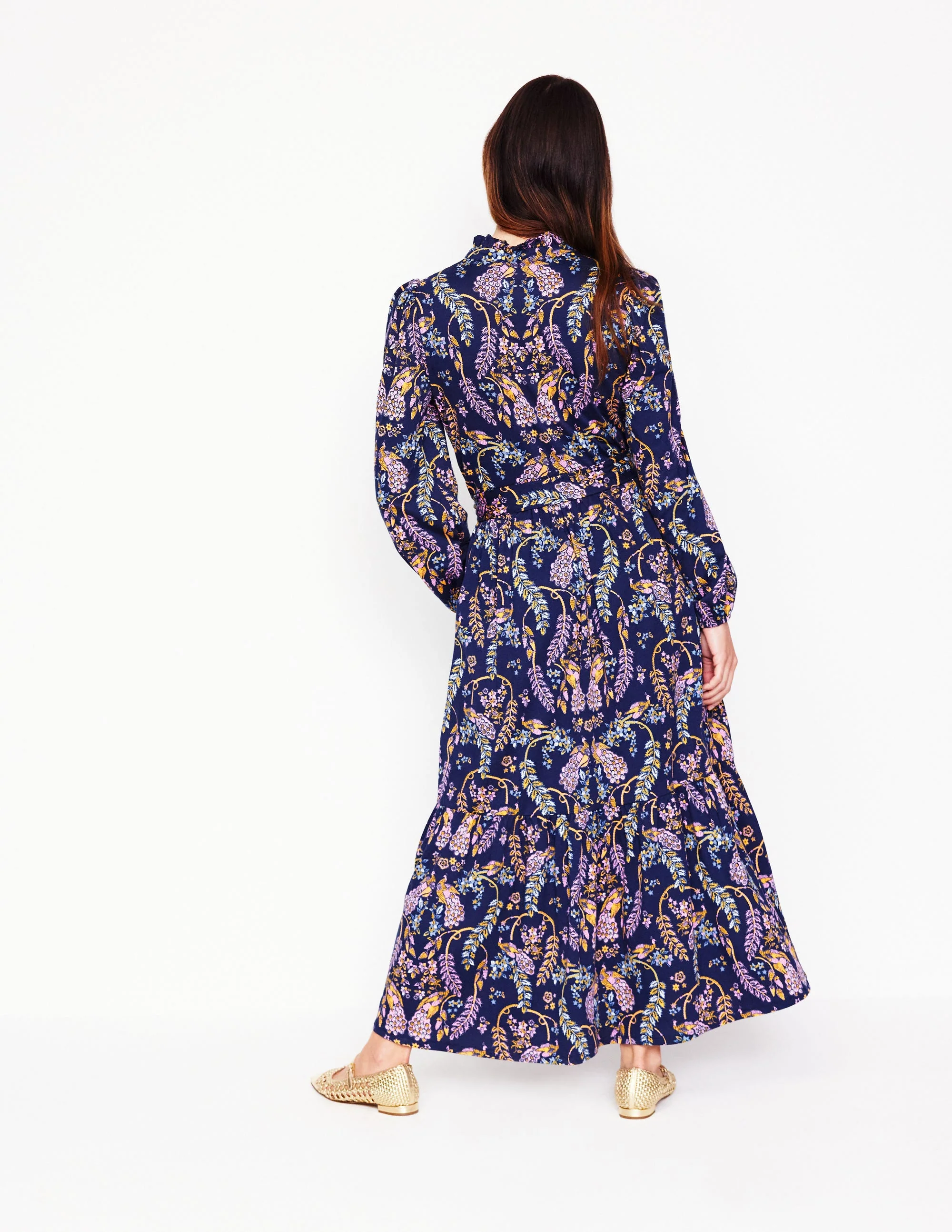 Willow Gestuftes Jerseykleid-Französisches Marineblau, Bezaubernder Pfau - Image 3