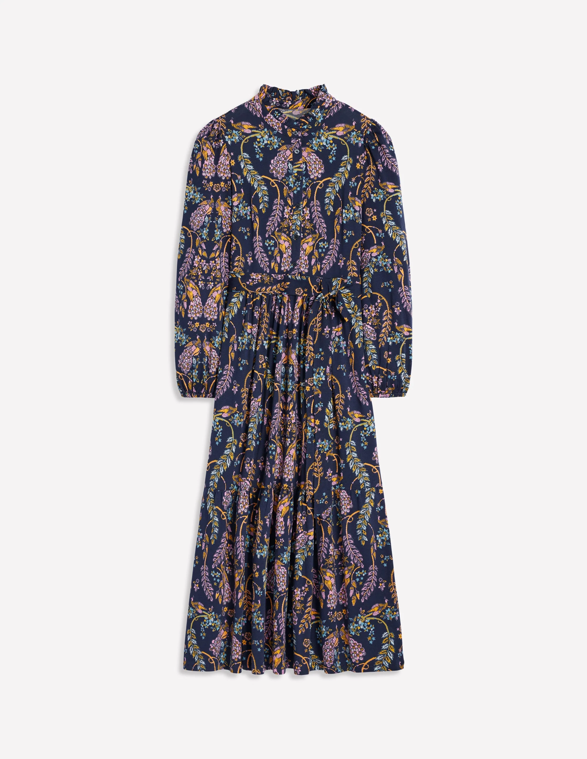 Willow Gestuftes Jerseykleid-Französisches Marineblau, Bezaubernder Pfau - Image 6
