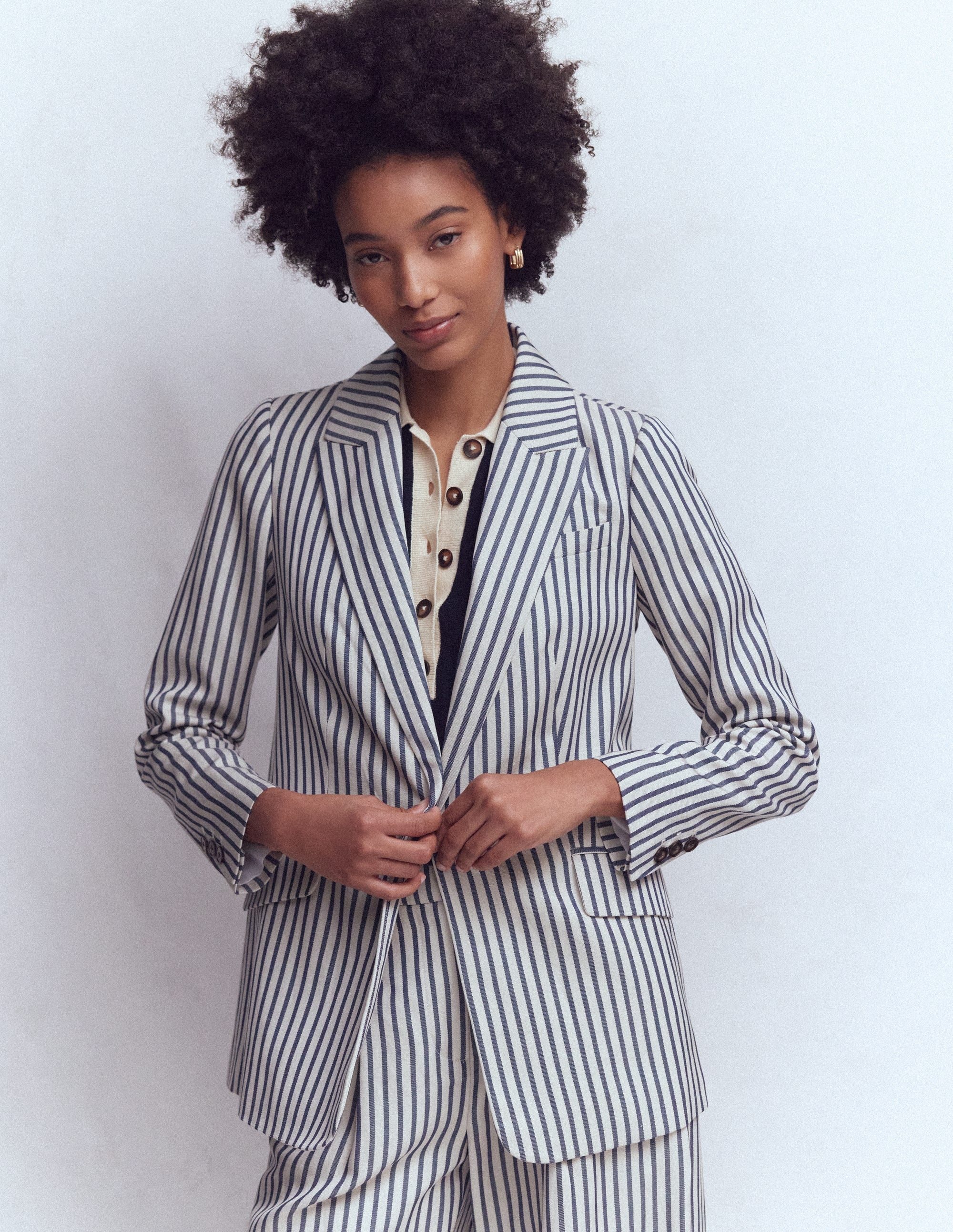 Woodbridge Lockerer Blazer-Blau und Naturweiß Gestreift - Image 4