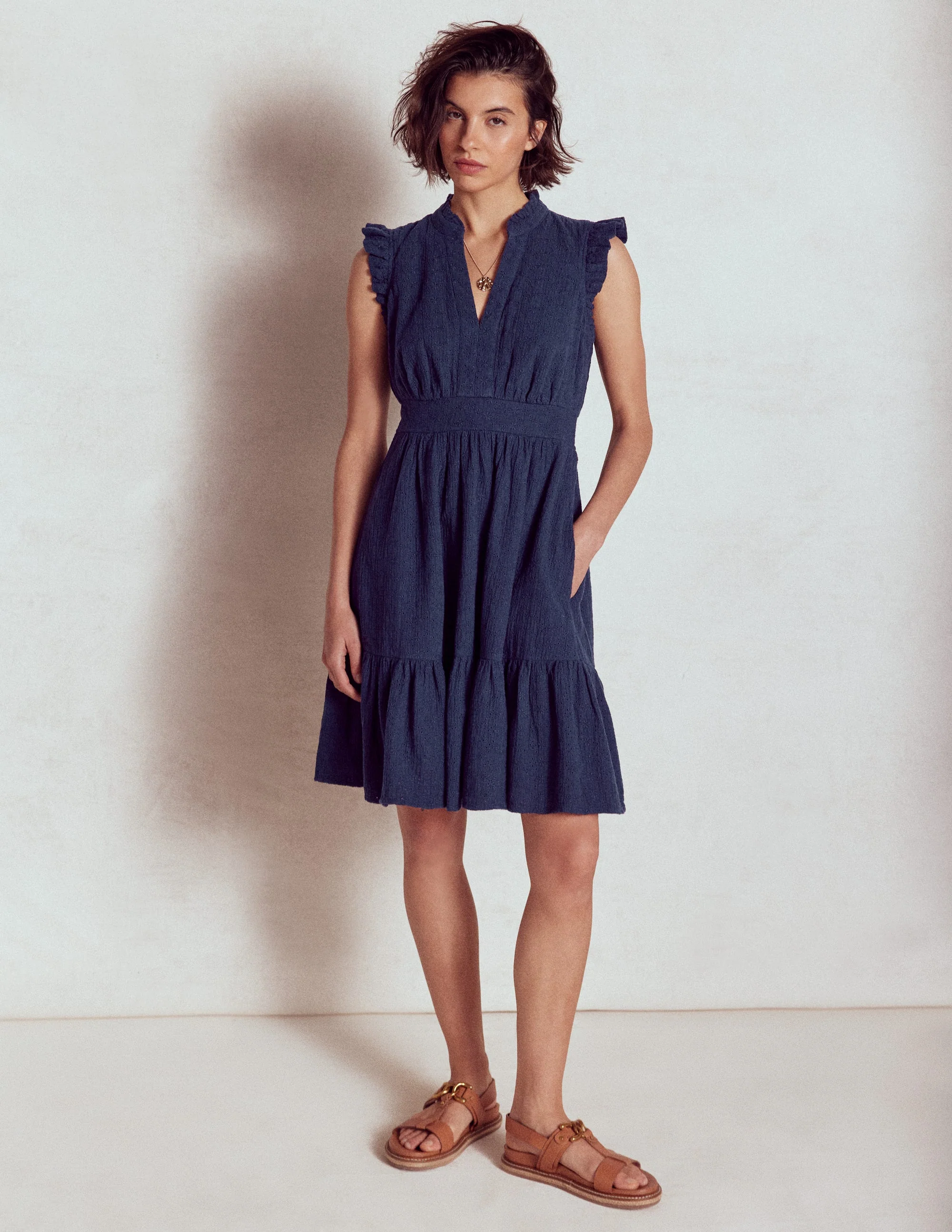 Wren Kurzes Doppeltuch-Kleid-Marineblau - Image 5