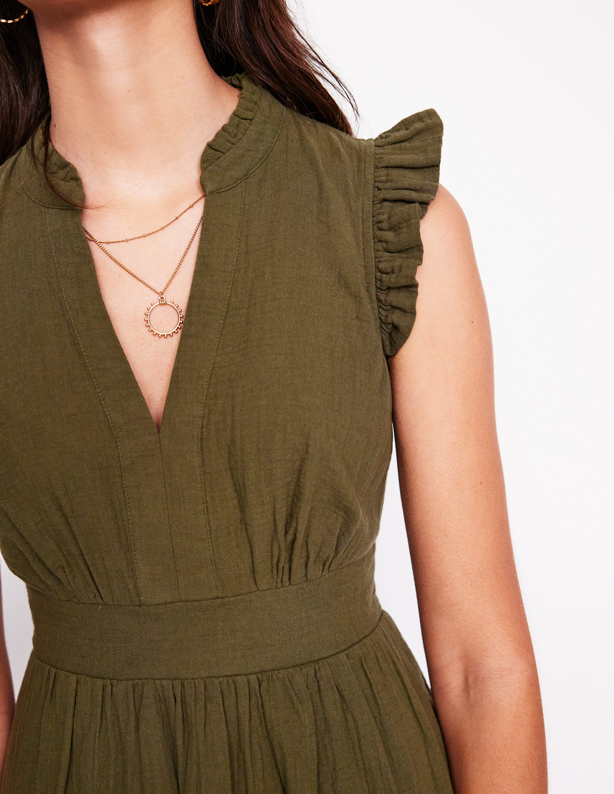 Wren Kurzes Doppeltuch-Kleid-Waldgrün - Image 2