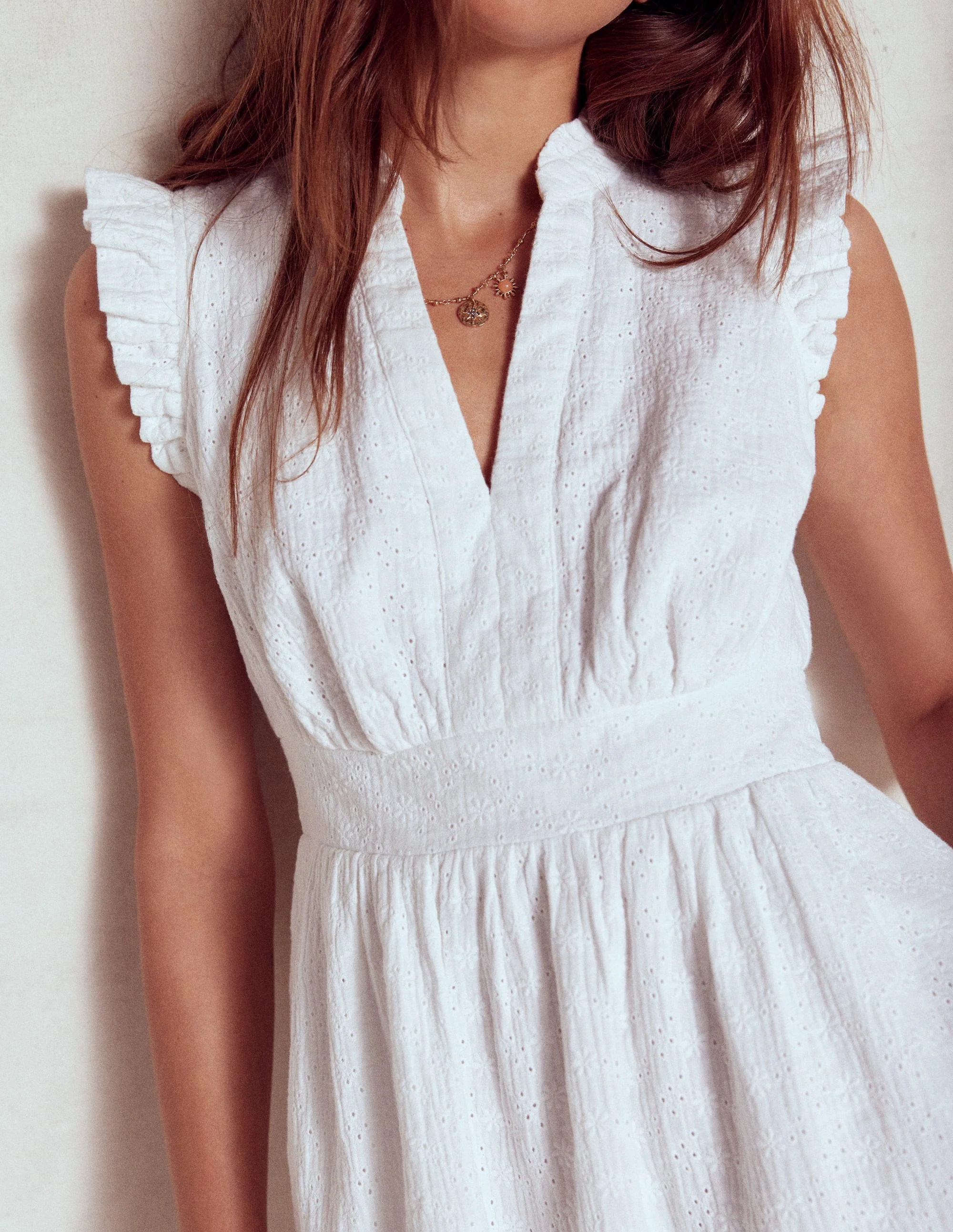 Wren Kurzes Doppeltuch-Kleid-Weiß - Image 4