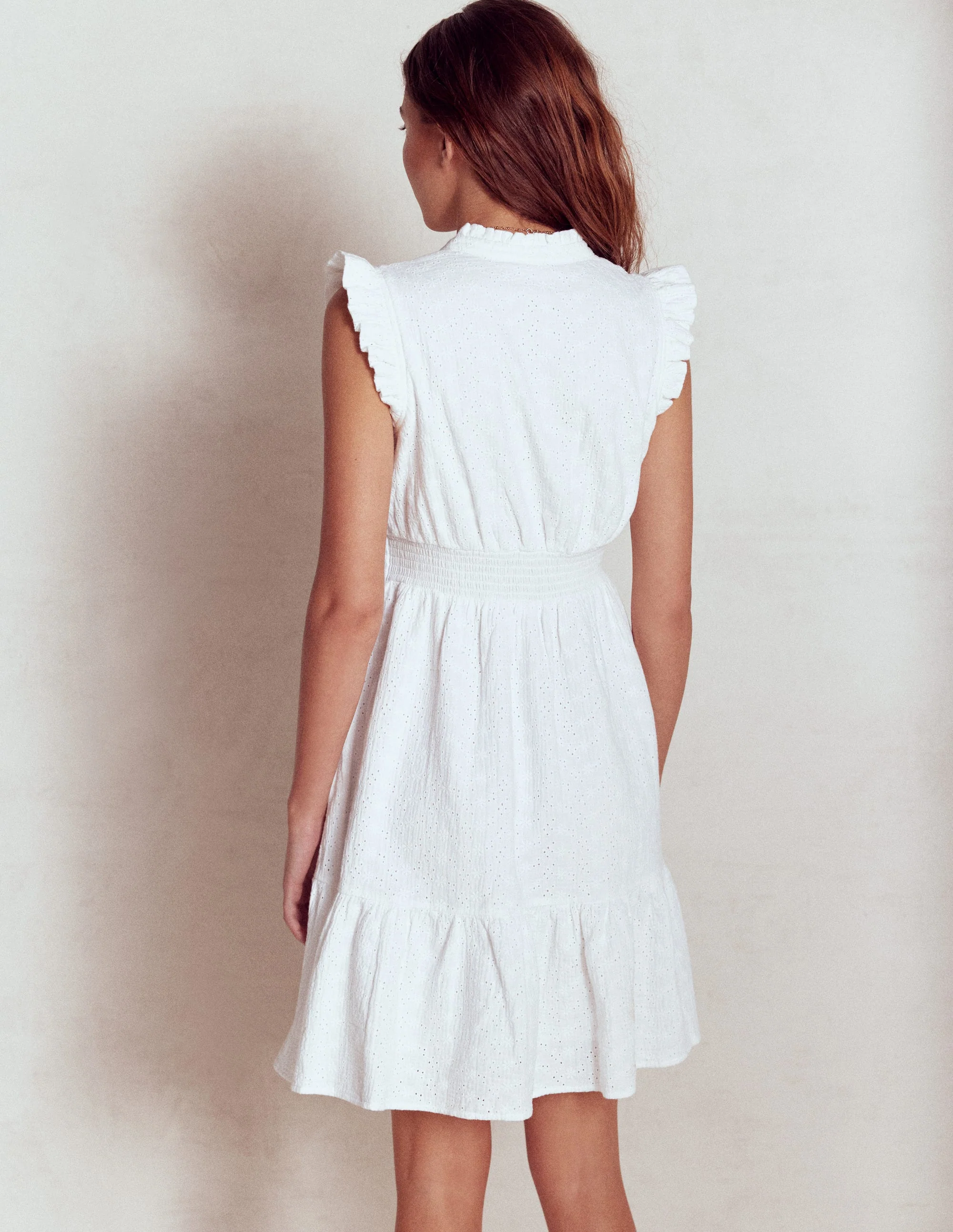 Wren Kurzes Doppeltuch-Kleid-Weiß - Image 5