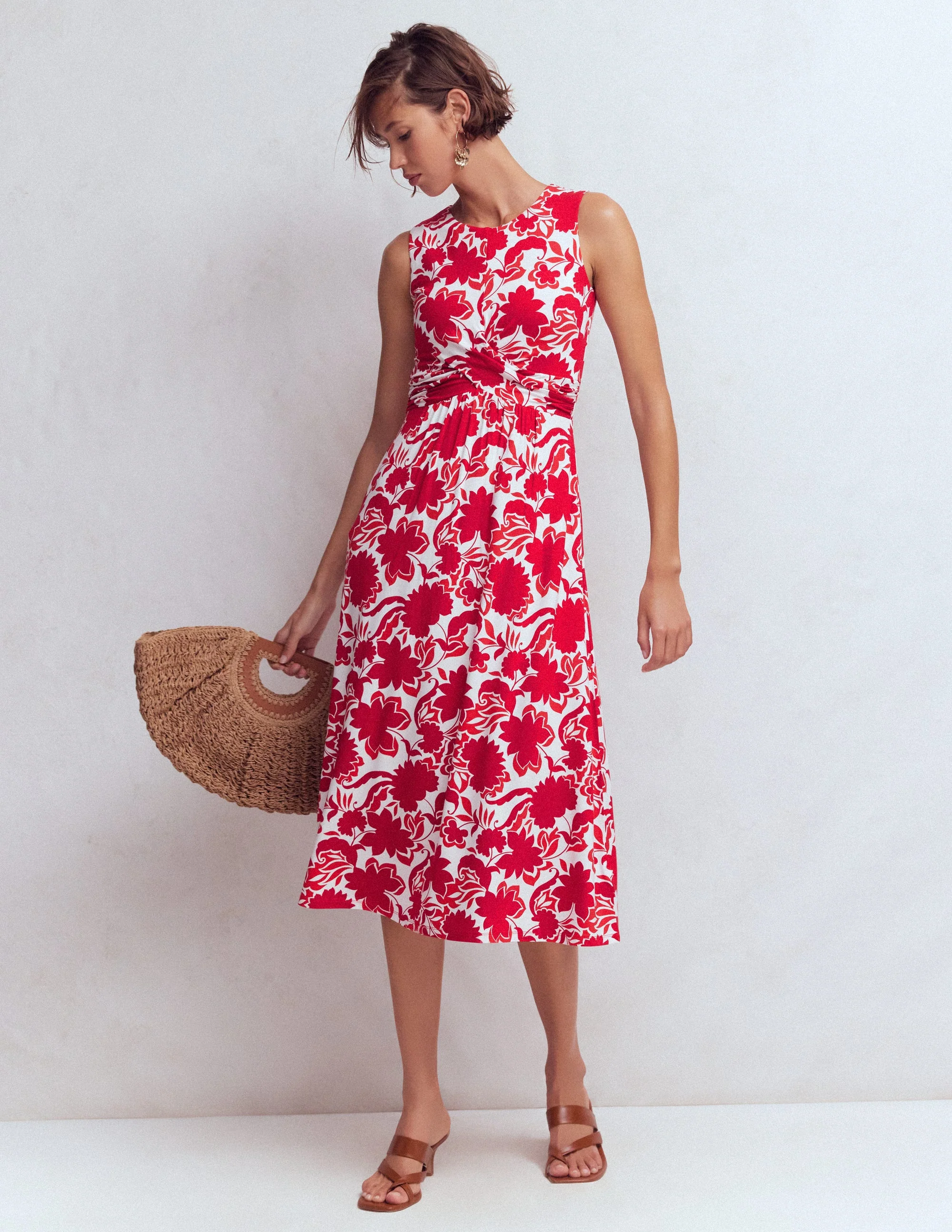 Zara Jerseykleid mit überkreuzter Taille-Merida-Rot, Schattenblüte - Image 4