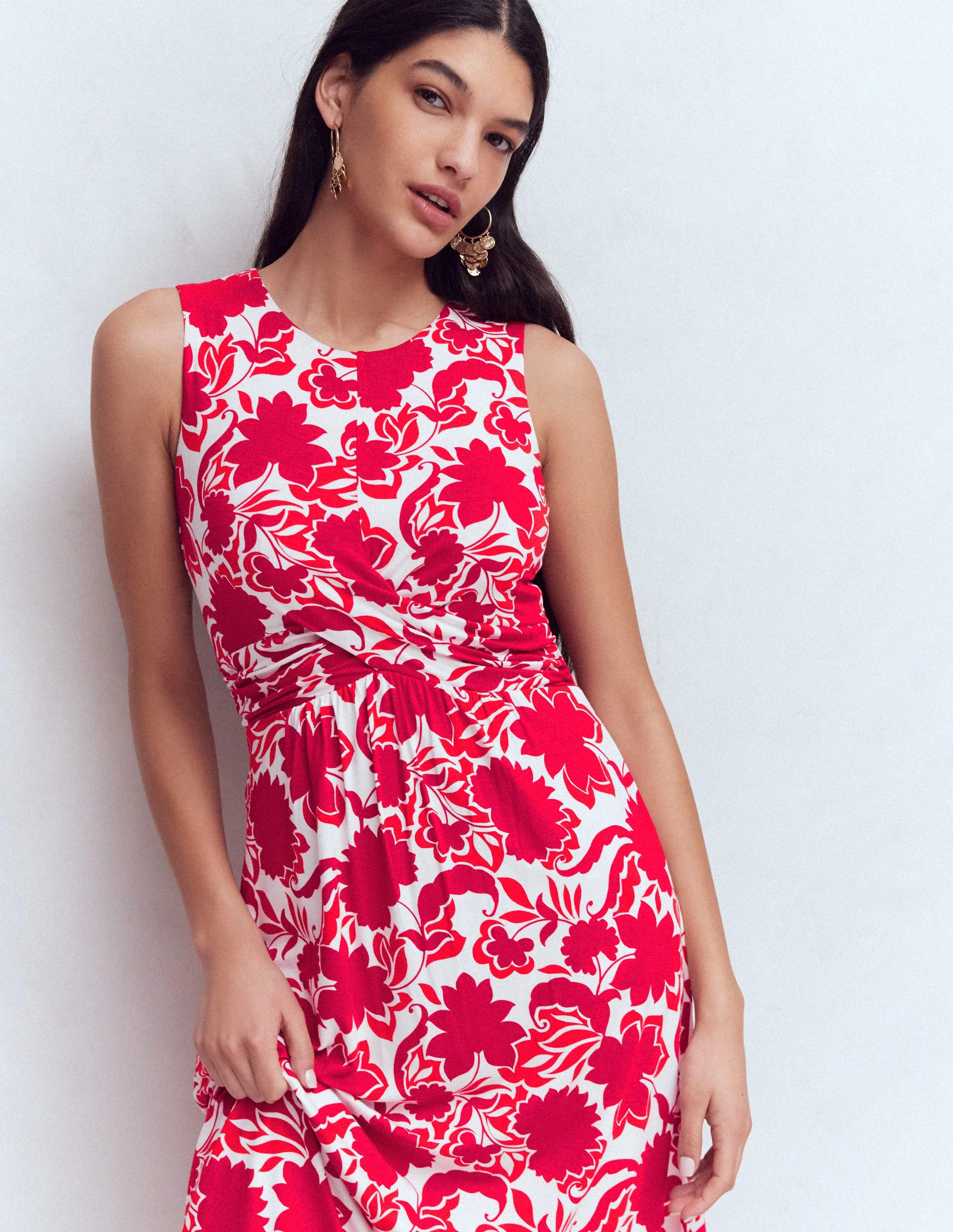 Zara Jerseykleid mit überkreuzter Taille-Merida-Rot, Schattenblüte - Image 7