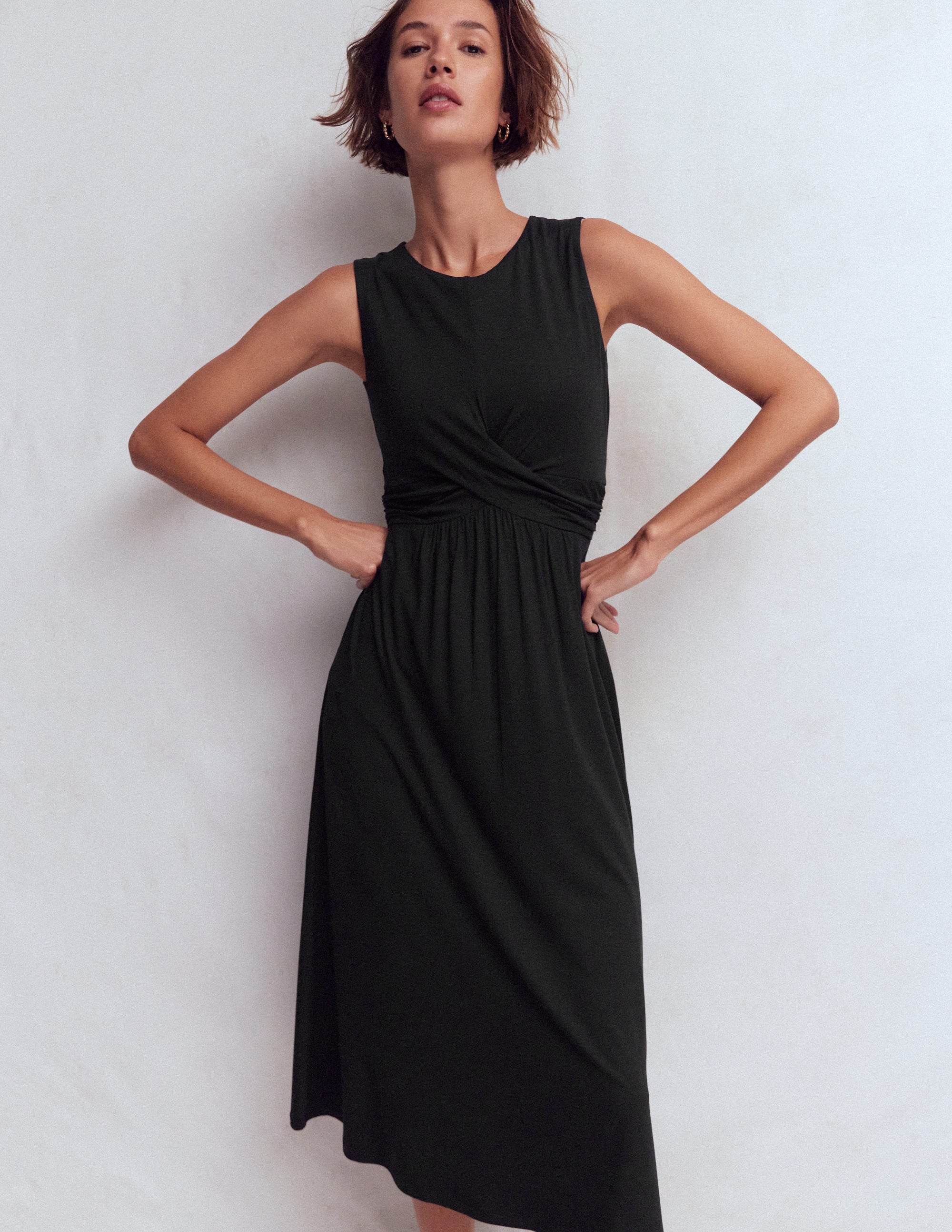 Zara Jerseykleid mit überkreuzter Taille-Schwarz
