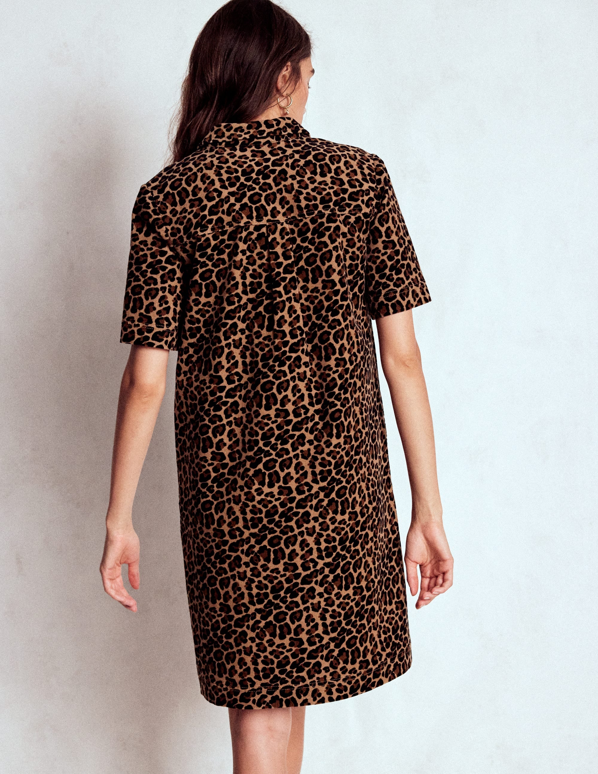 Zia Cord-Hemdblusenkleid mit Tasche-Bunt, Gepard-Pop - Image 4