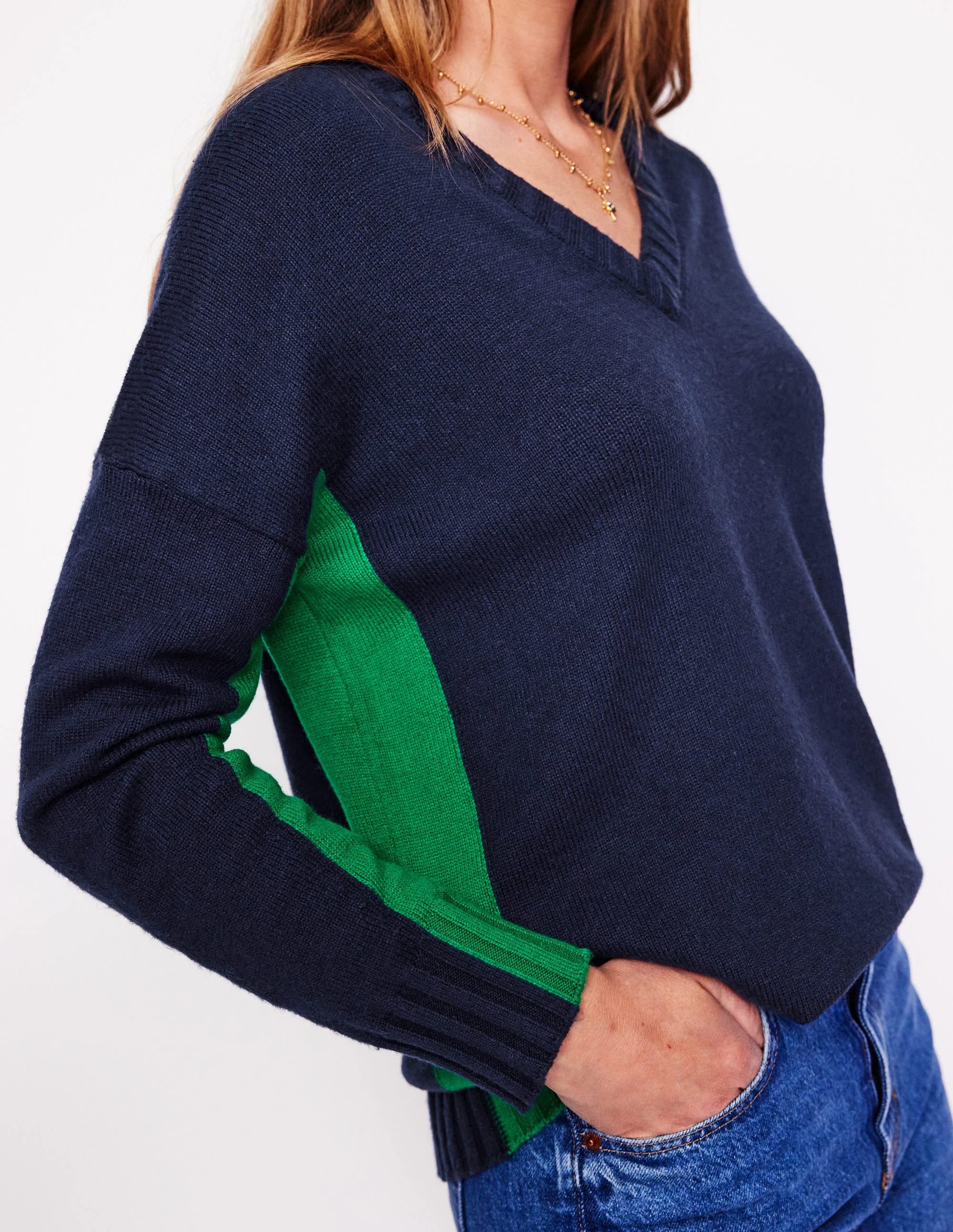 Zia Lang geschnittener Pullover-Aqua Marine Marl - Image 2