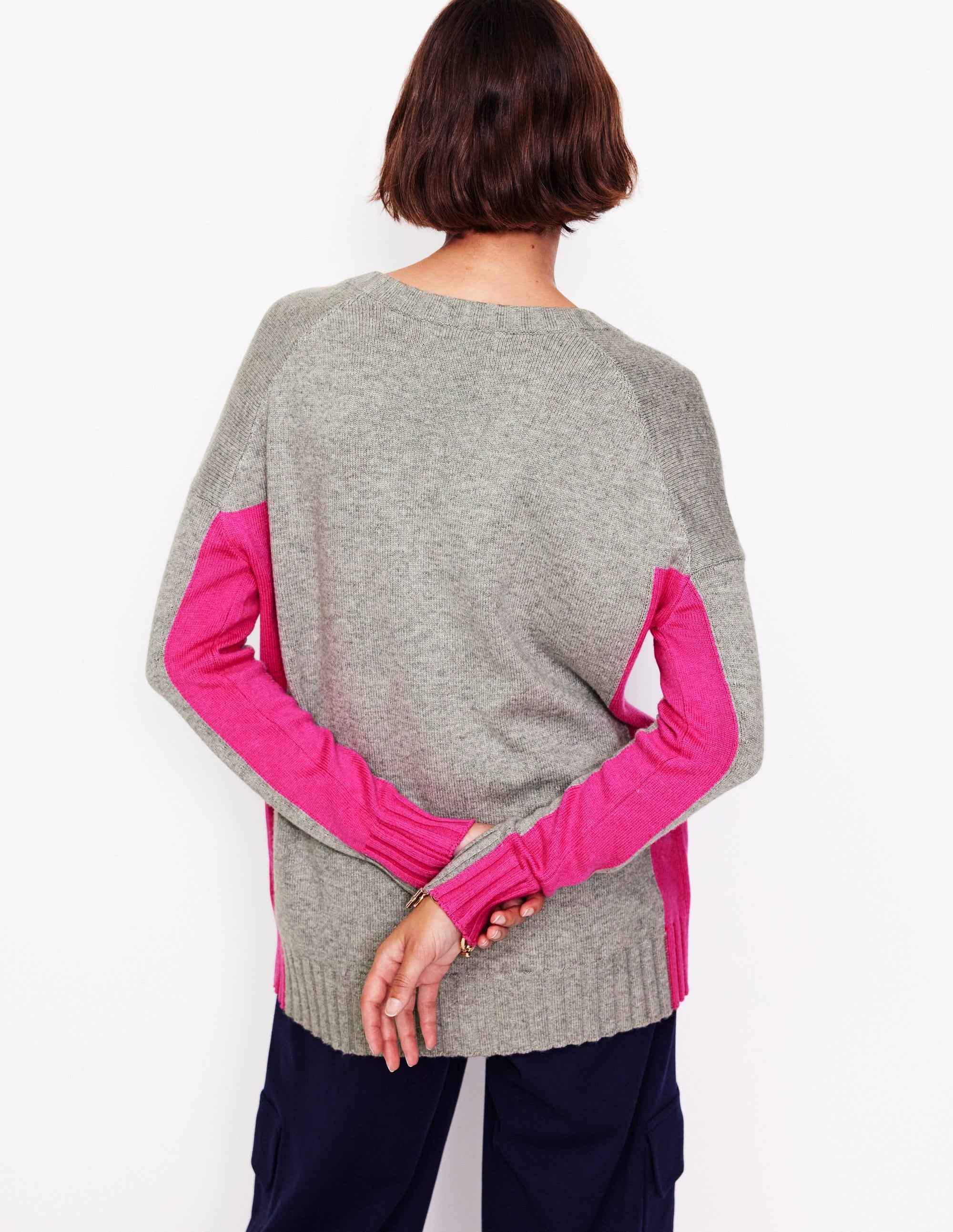 Zia Lang geschnittener Pullover-Blaugrau Meliert - Image 3